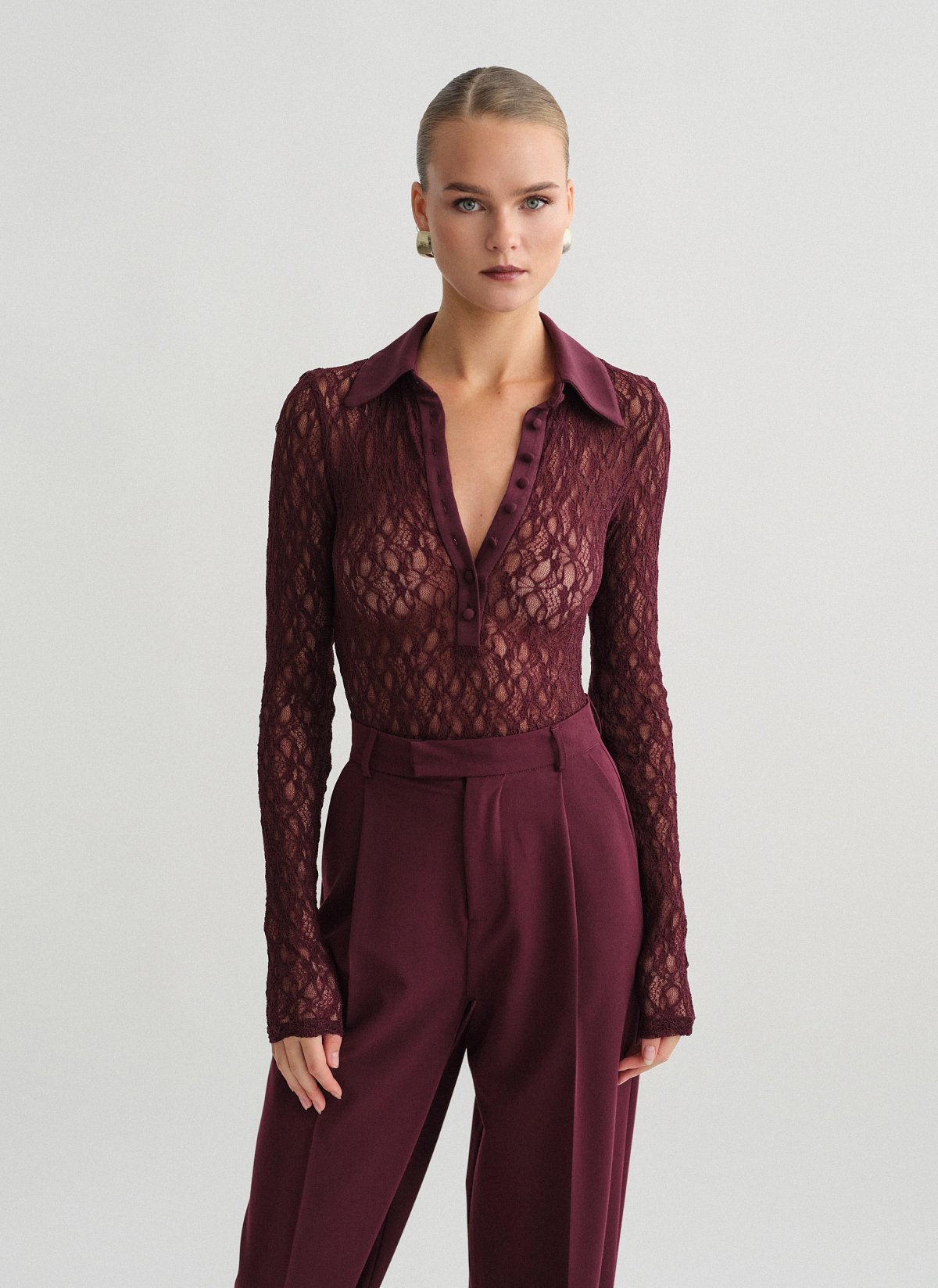 Lace longsleeve bodysuit with collar-9