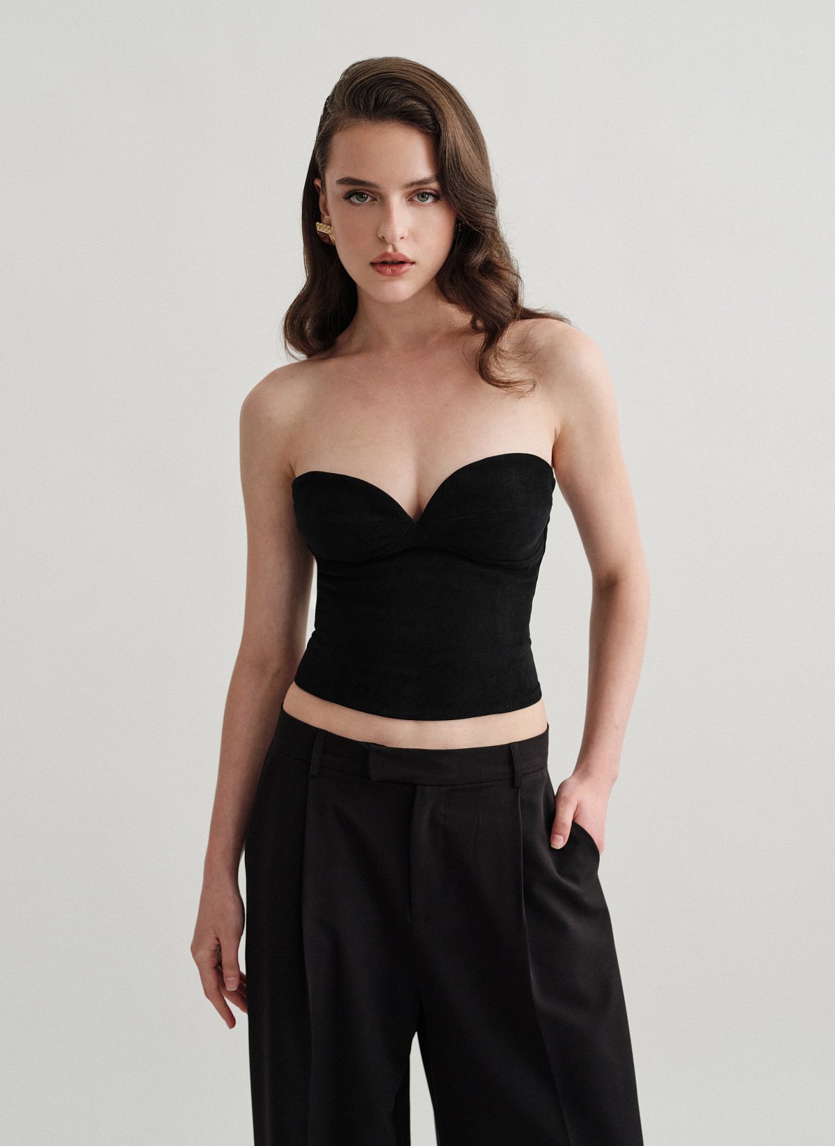 Γυναικείο βελούδινο κοτλέ κορσέ τοπ