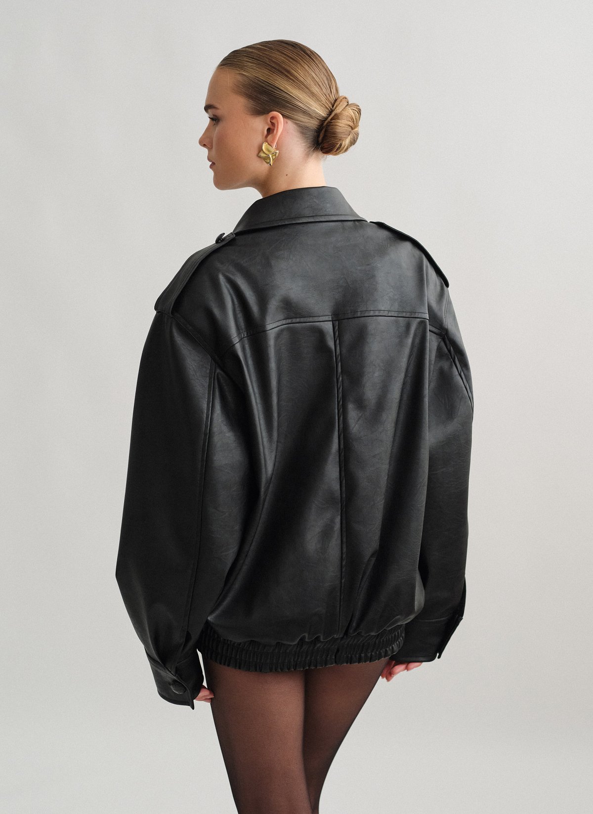 Oversized τζάκετ σε όψη δέρματος