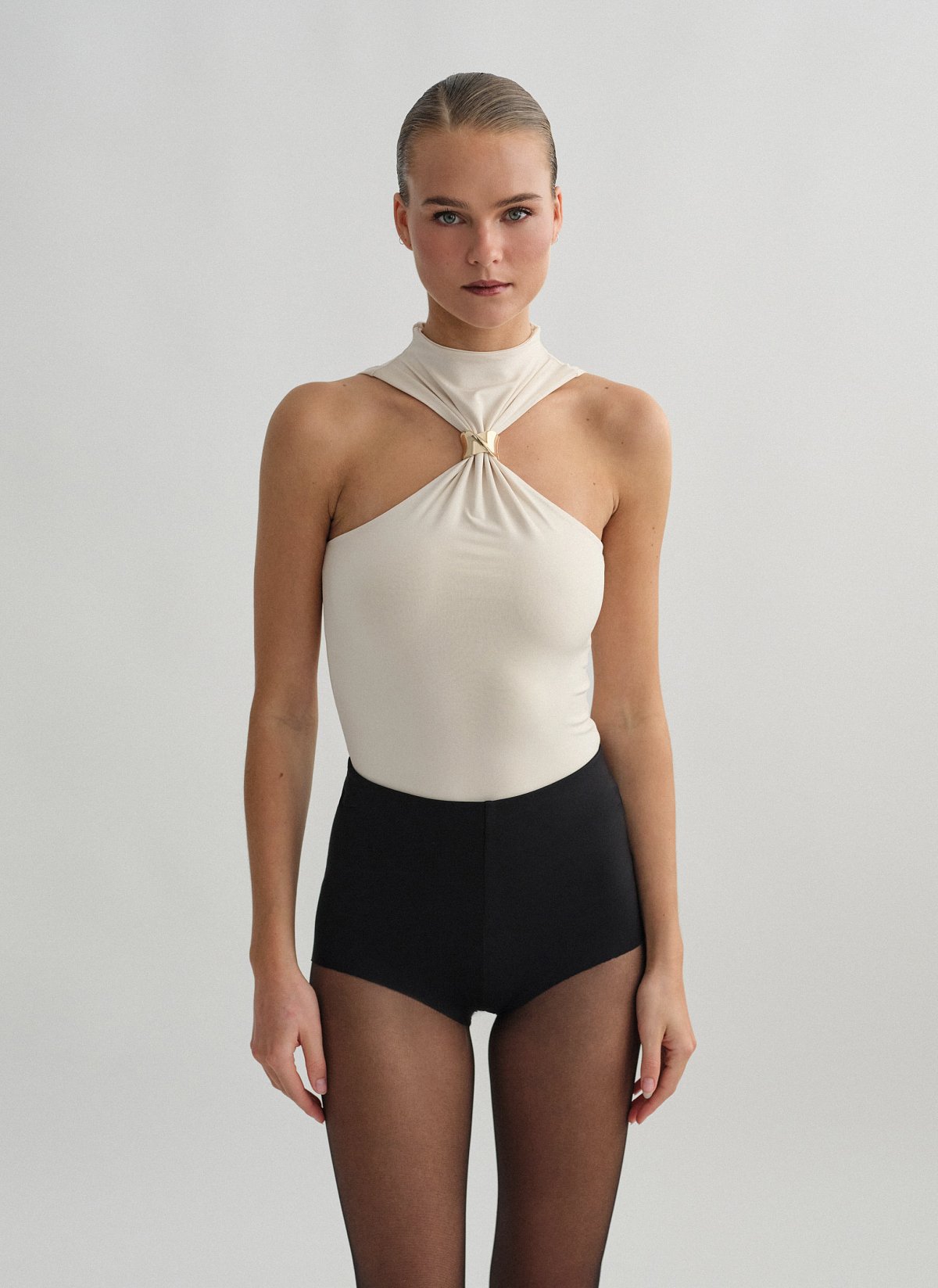 Sleeveless top with metallic detail-0