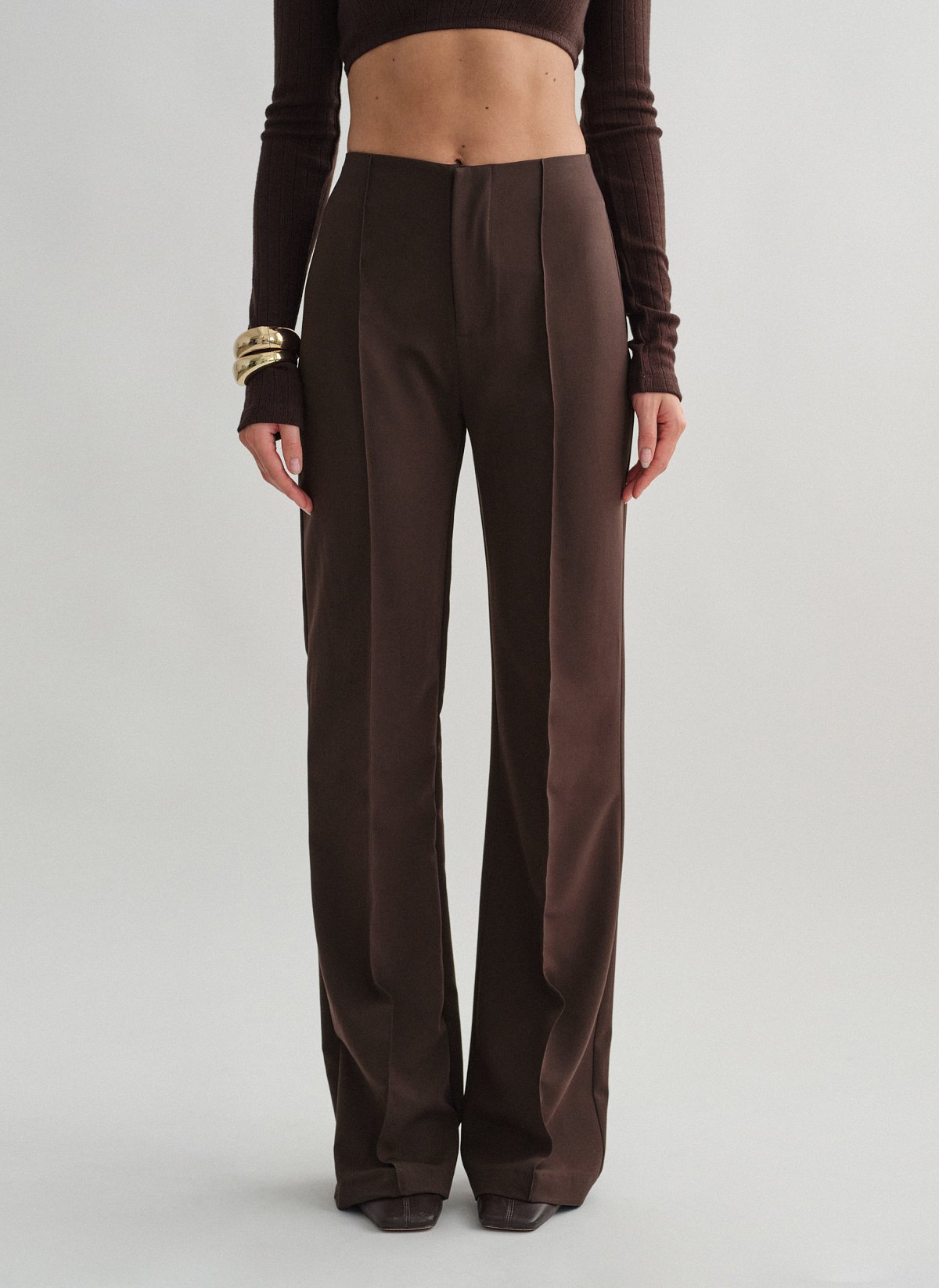 Γυναικείο ψηλόμεσο υφασμάτινο παντελόνι με διακοσμητικές ραφές