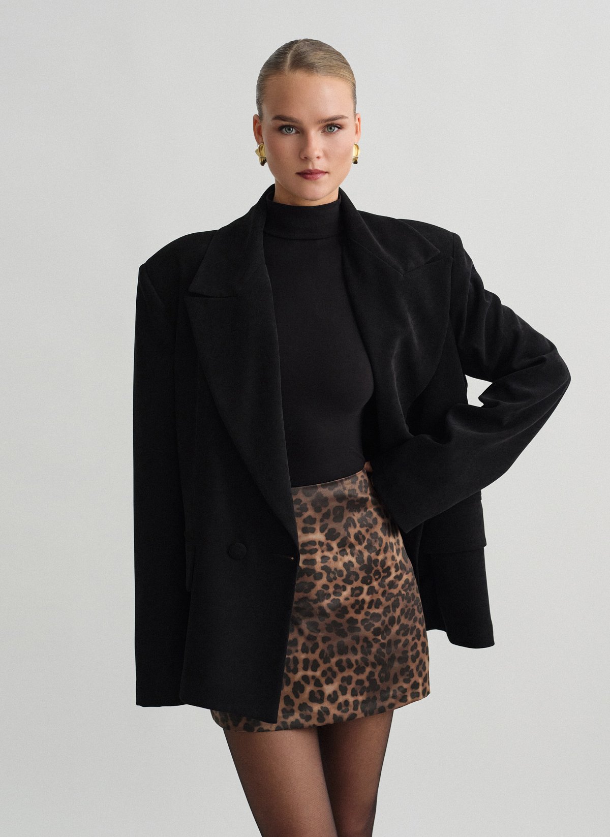 Animal printed satin mini skirt-4