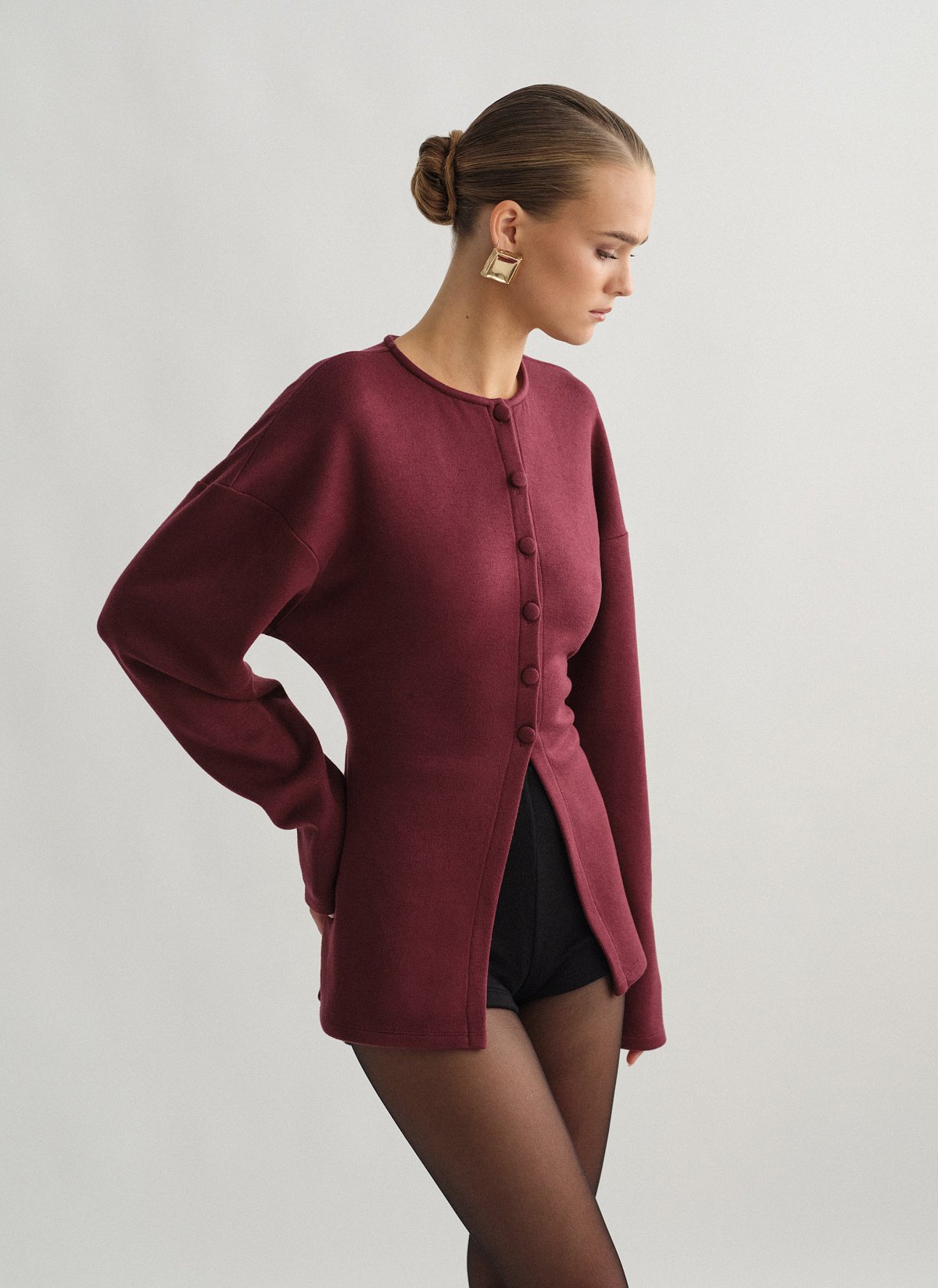 Γυναικεία πλεκτή μακρυμάνικη ζακέτα με δέσιμο