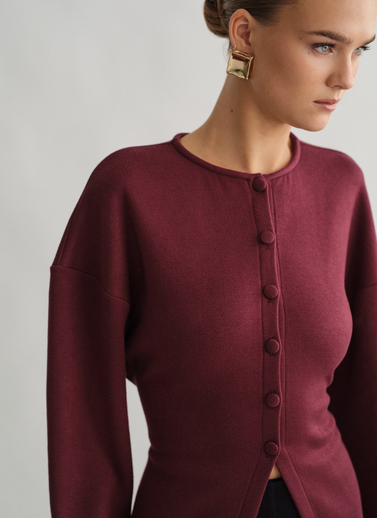 Γυναικεία πλεκτή μακρυμάνικη ζακέτα με δέσιμο