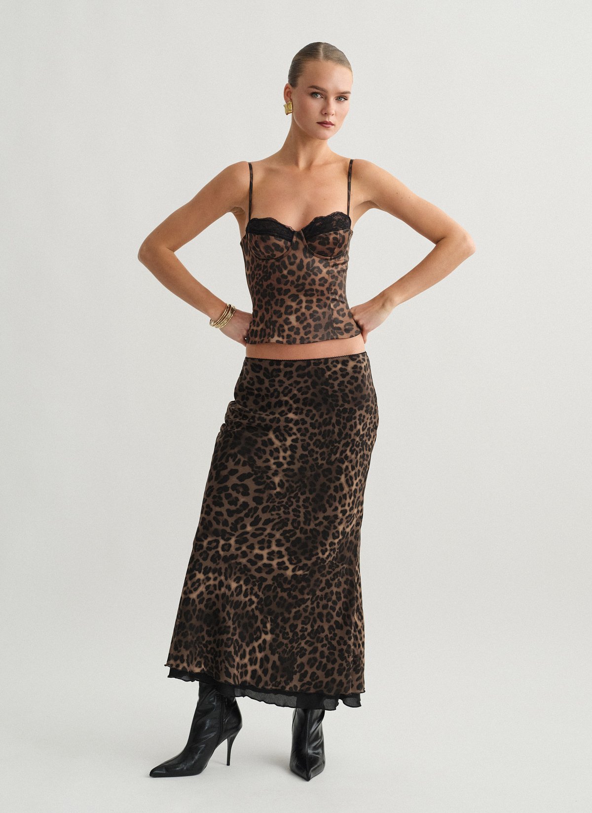 Γυναικεία ημιδιάφανη μακριά φούστα animal print