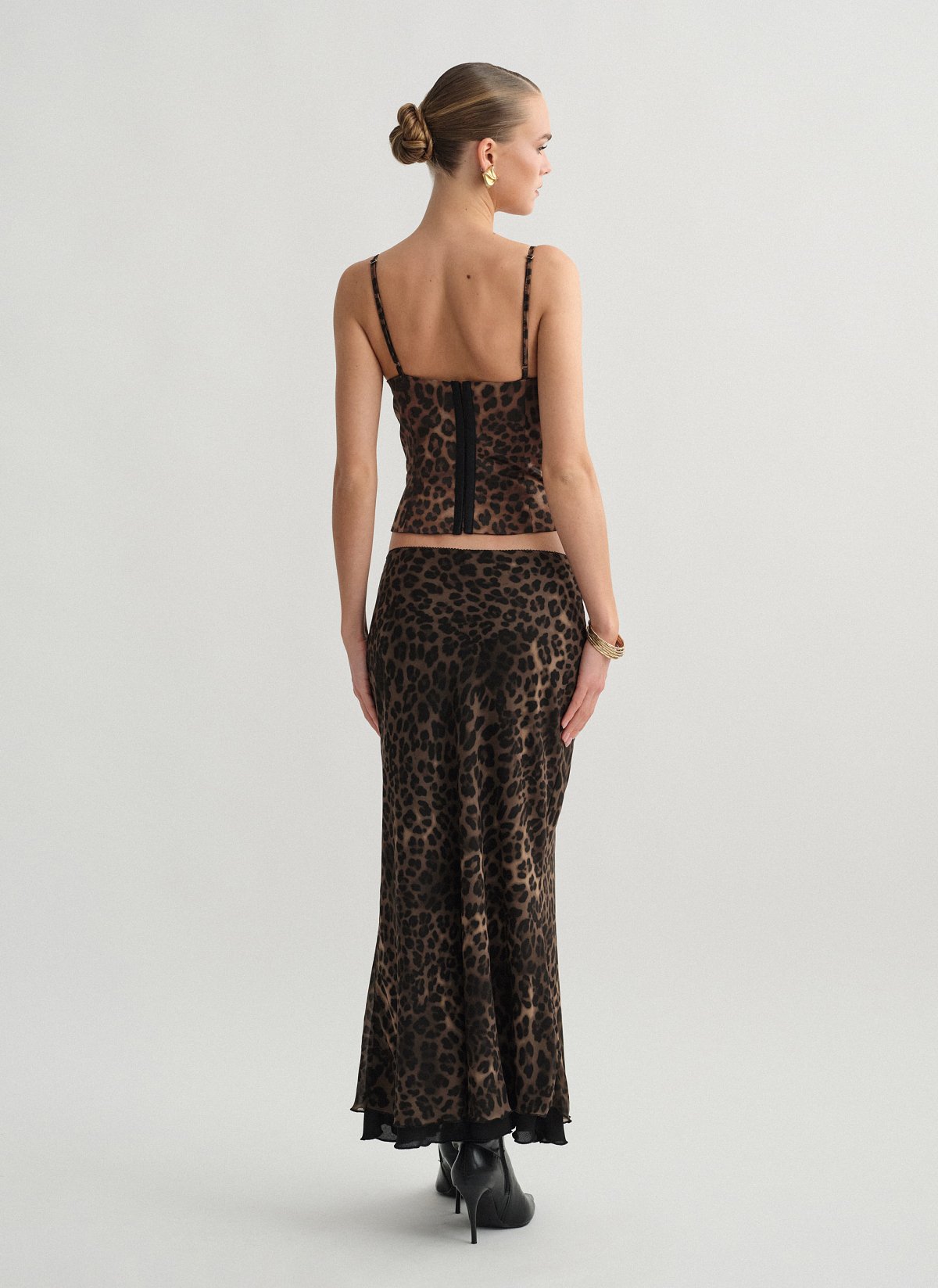 Γυναικεία ημιδιάφανη μακριά φούστα animal print