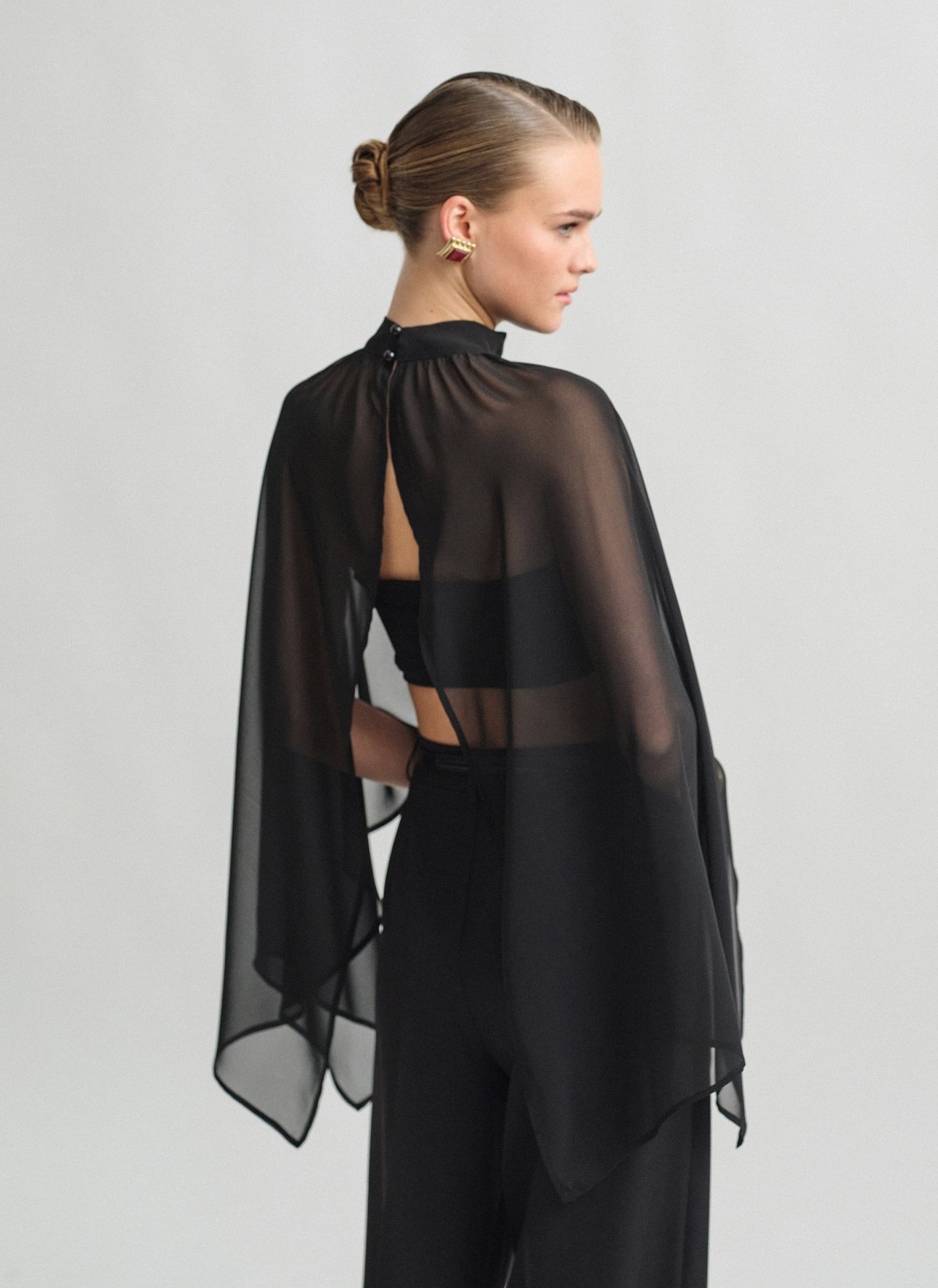 Hμιδιάφανη κάπα με όρθιο γιακά-6