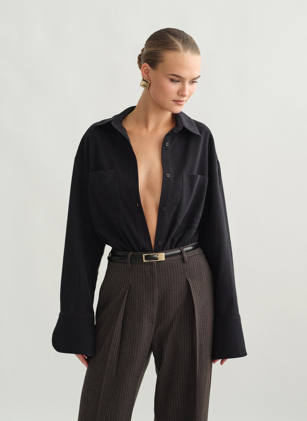 Γυναικείο πουκάμισο με όψη μάλλινου