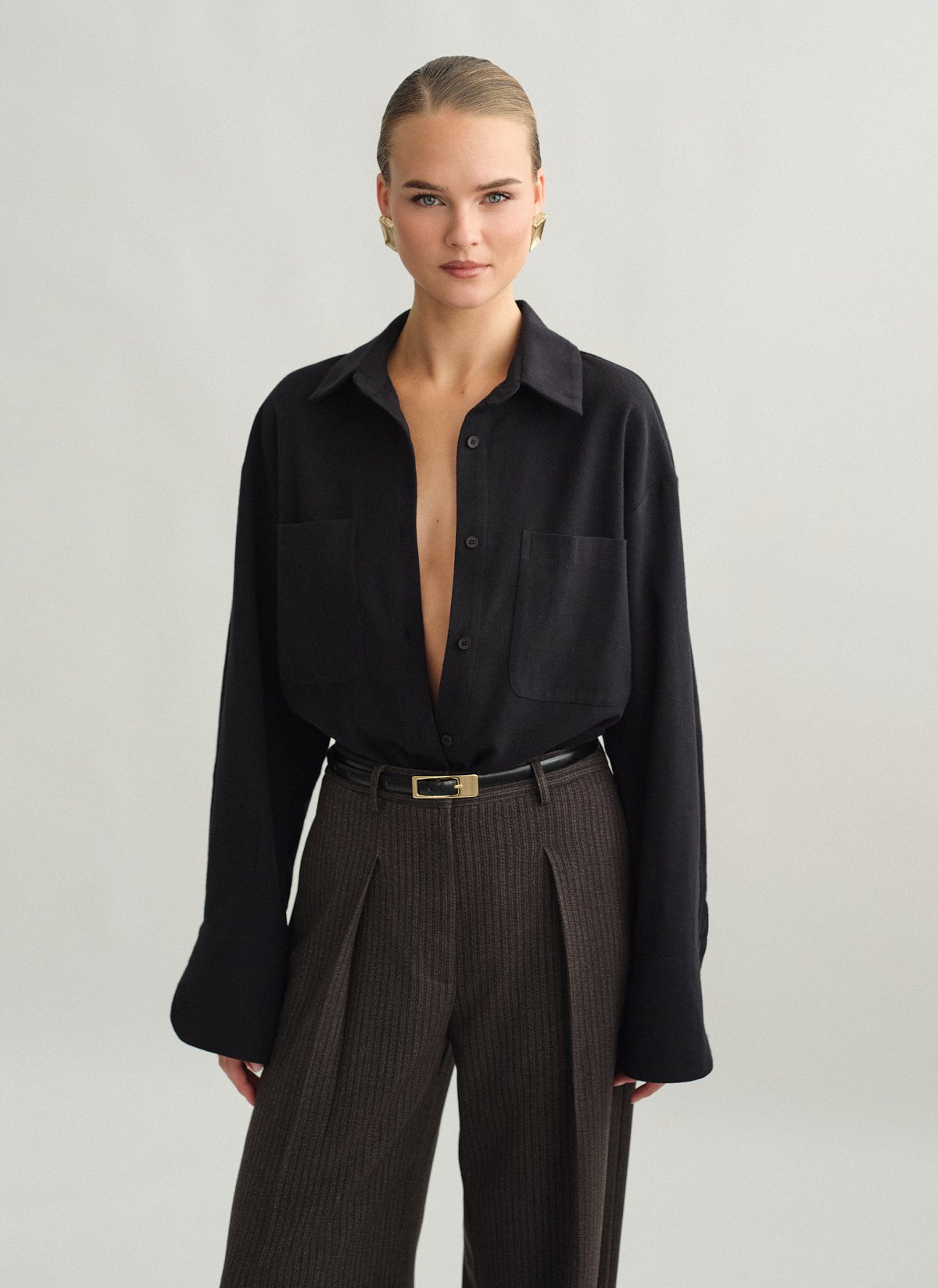 Γυναικείο πουκάμισο με όψη μάλλινου