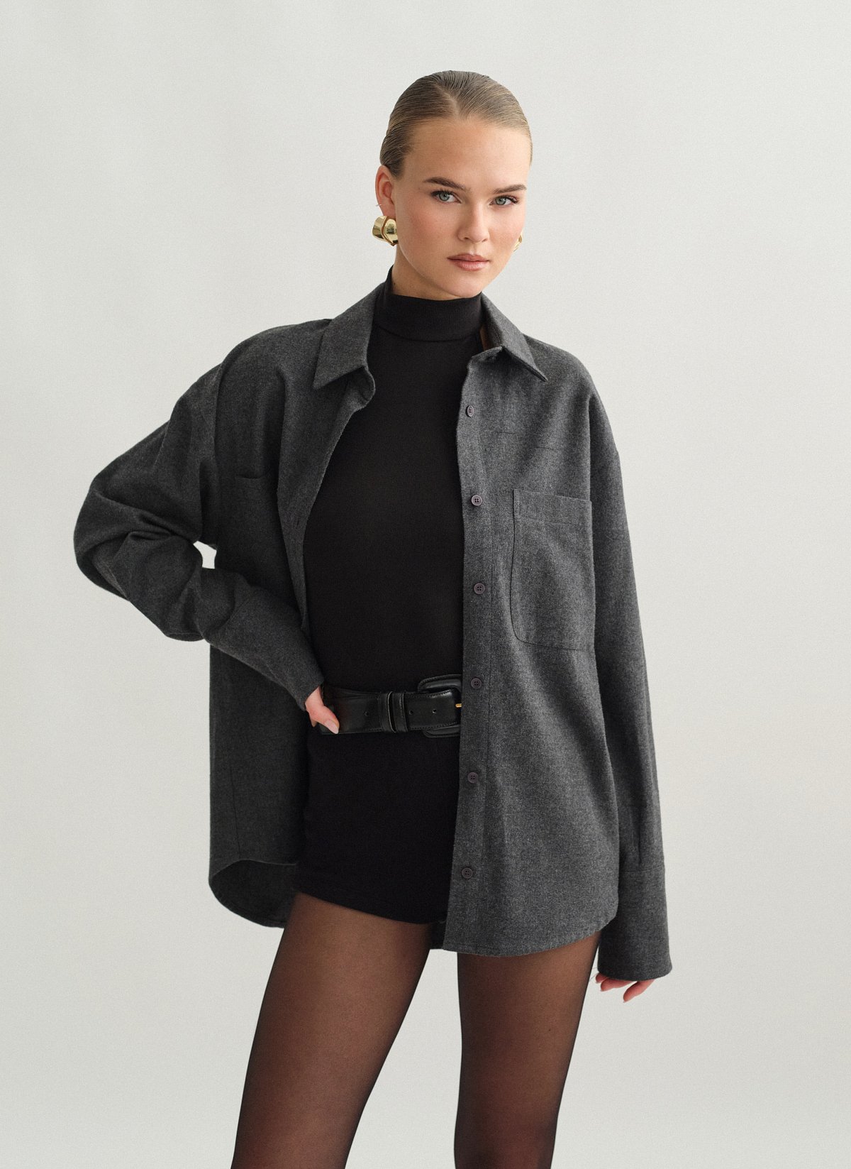 Γυναικείο πουκάμισο με όψη μάλλινου