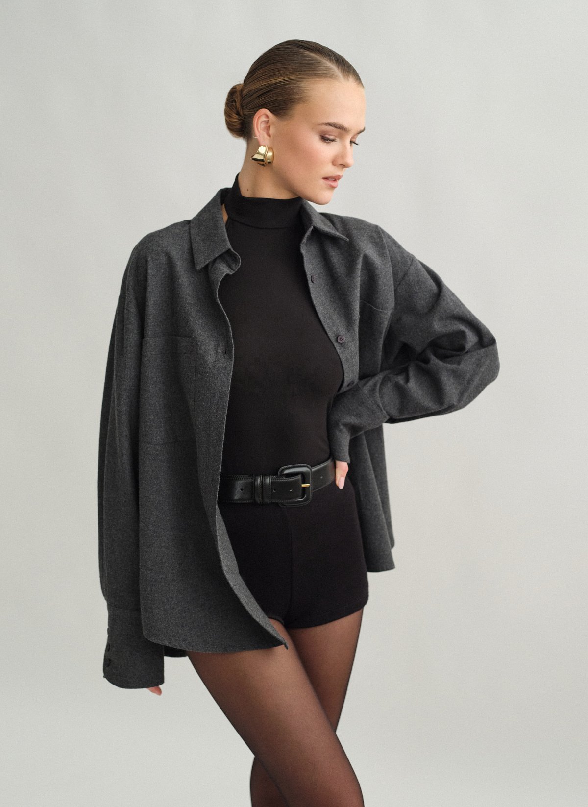 Γυναικείο πουκάμισο με όψη μάλλινου