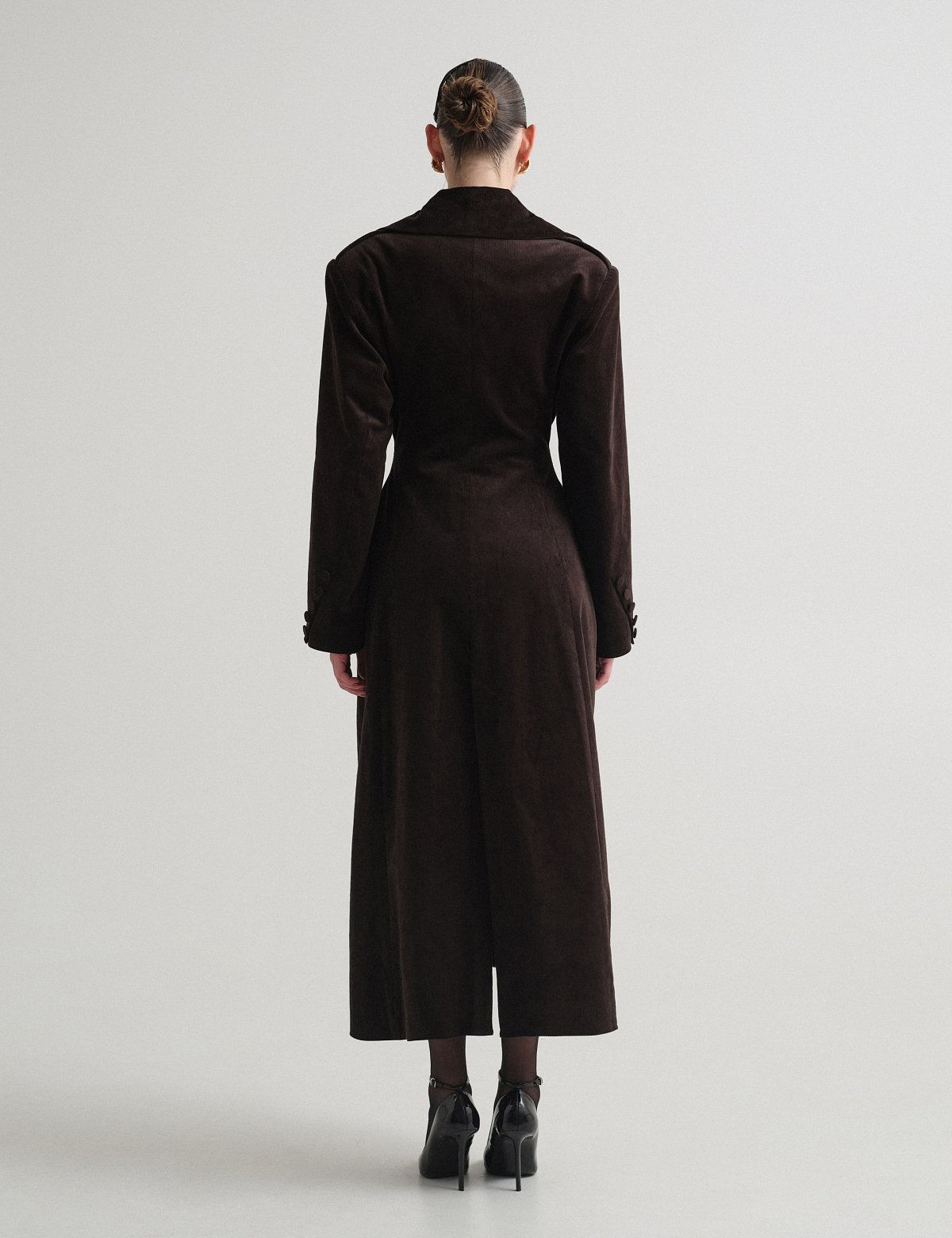 Μακρύ μεσάτο κοτλέ παλτό-7