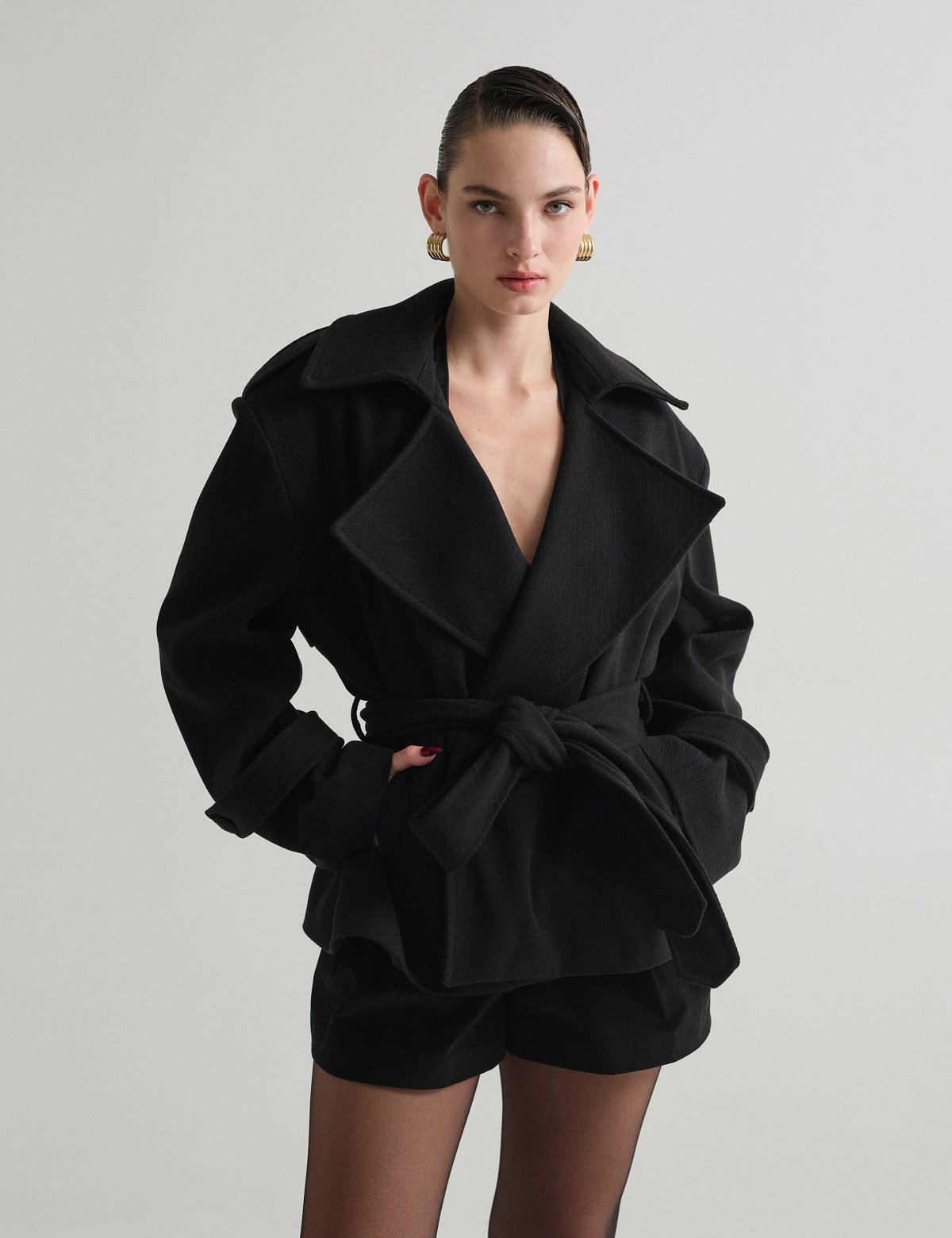 Κοντό παλτό με αποσπώμενη ζώνη-23