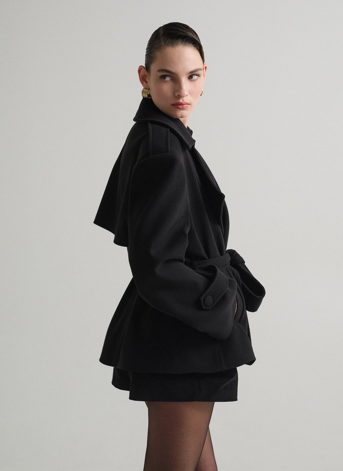 Κοντό παλτό με αποσπώμενη ζώνη-25