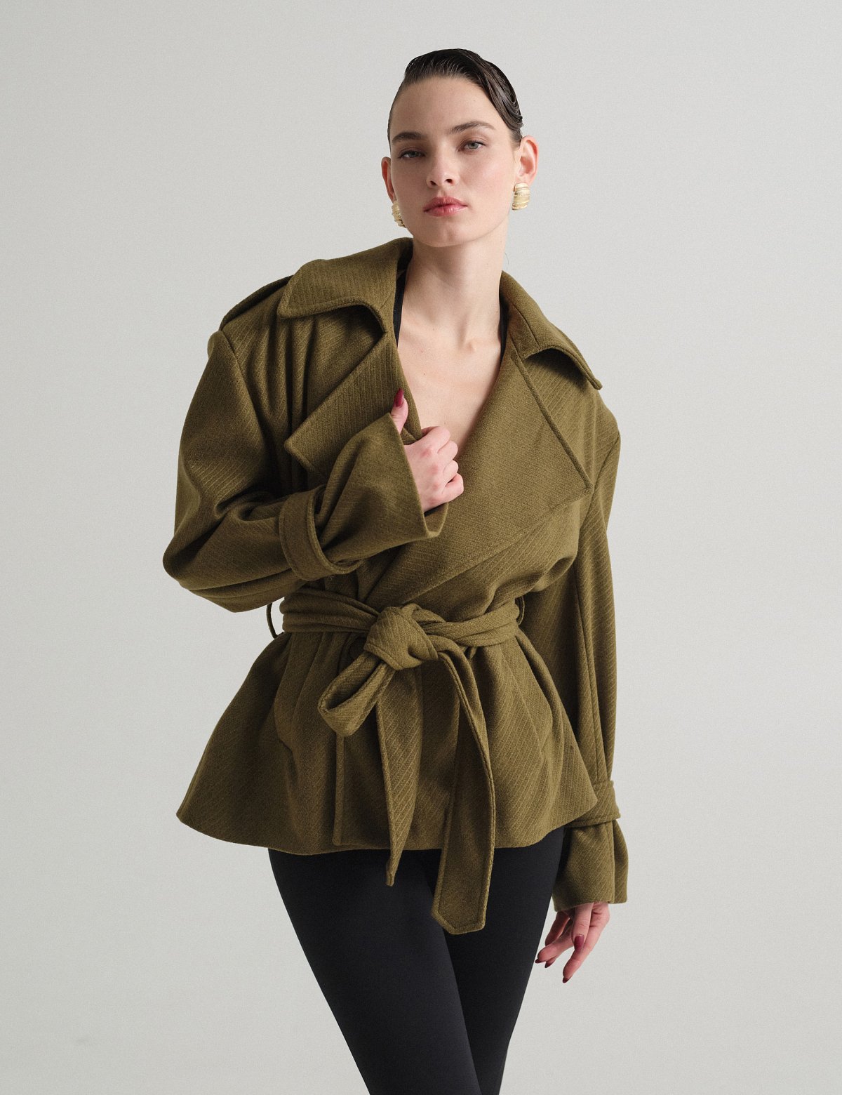 Κοντό παλτό με αποσπώμενη ζώνη-8