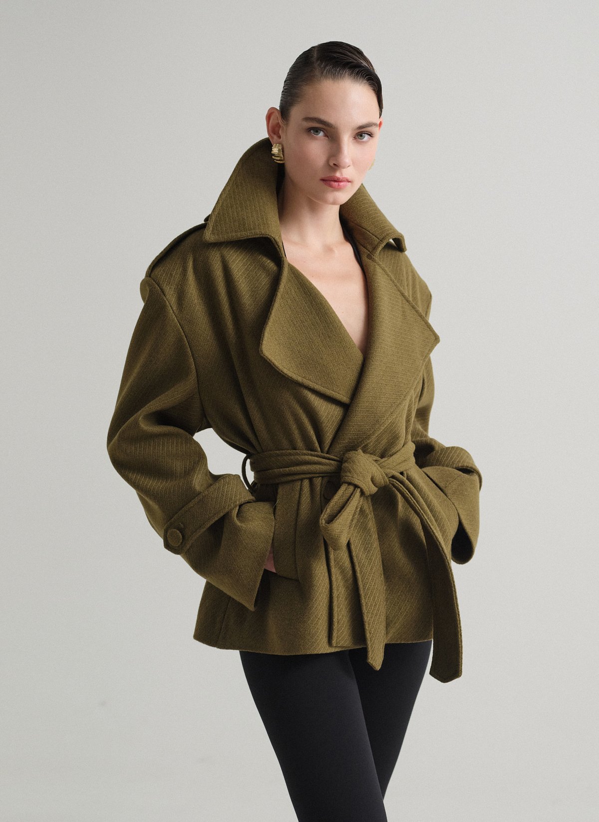 Κοντό παλτό με αποσπώμενη ζώνη-7