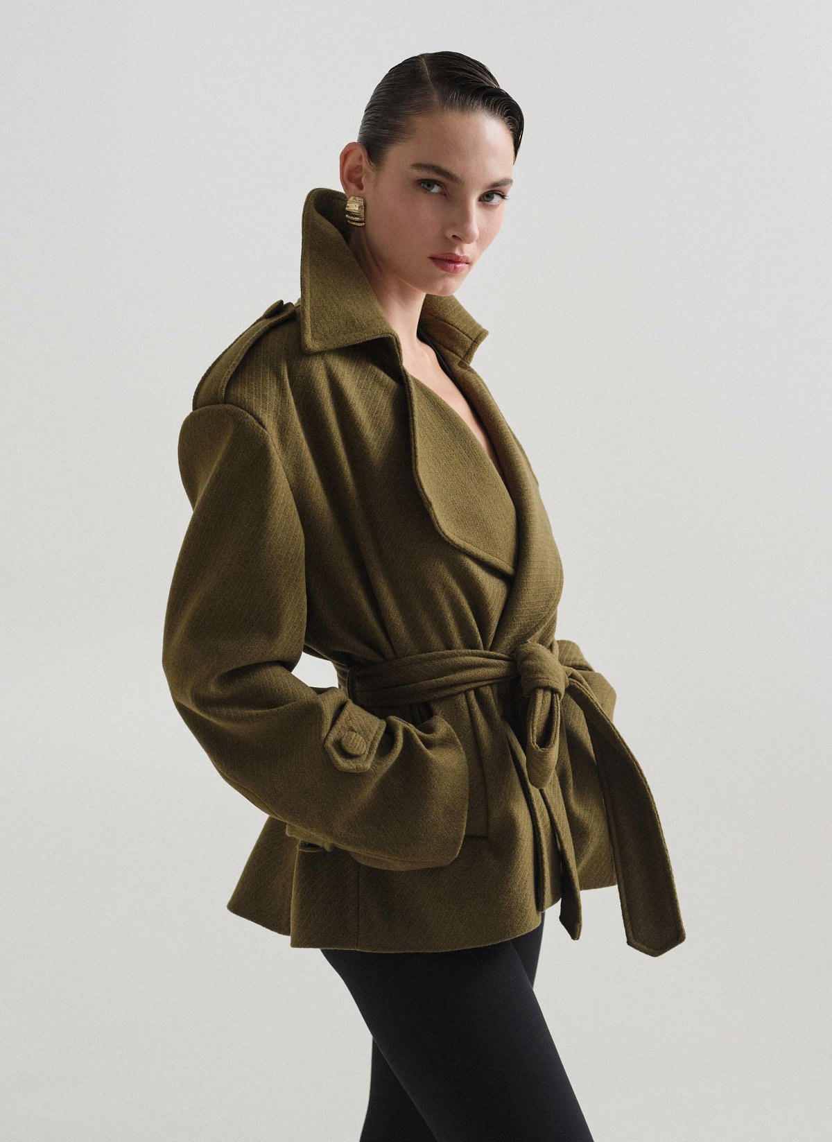 Κοντό παλτό με αποσπώμενη ζώνη-9