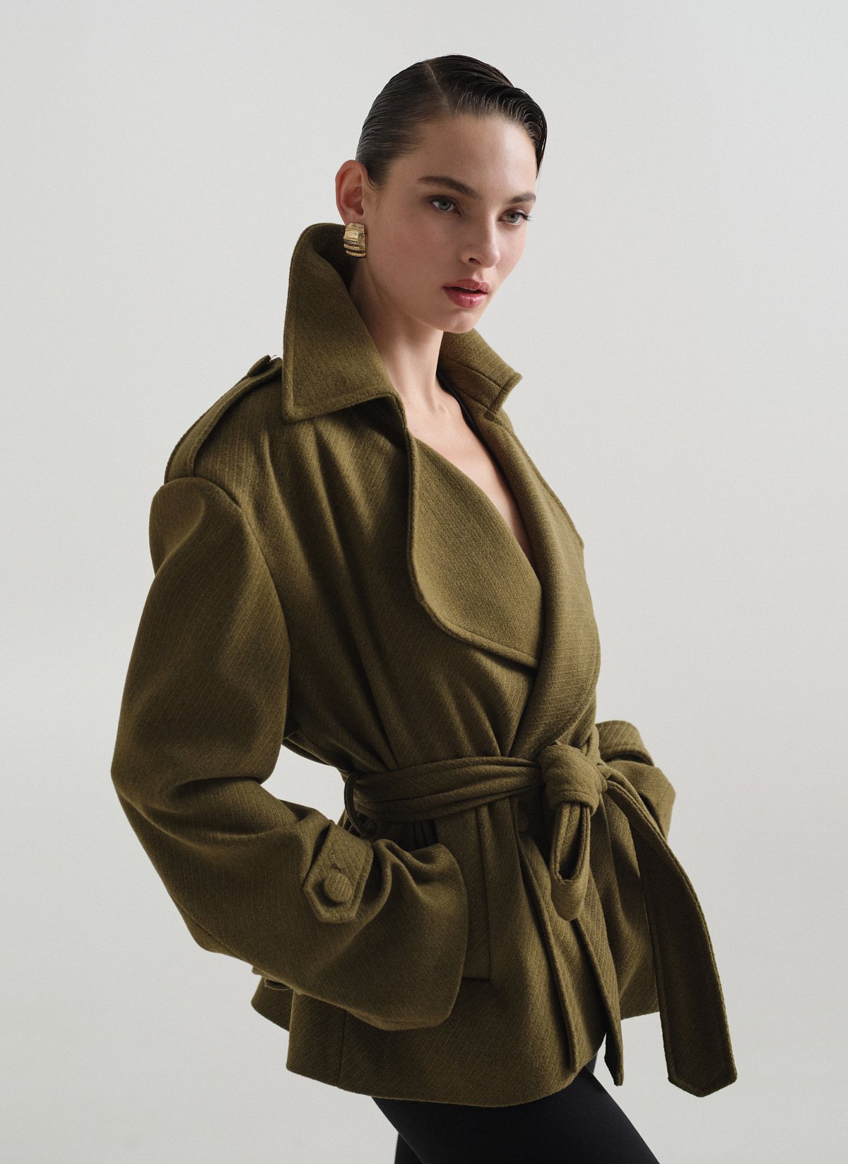 Κοντό παλτό με αποσπώμενη ζώνη-12