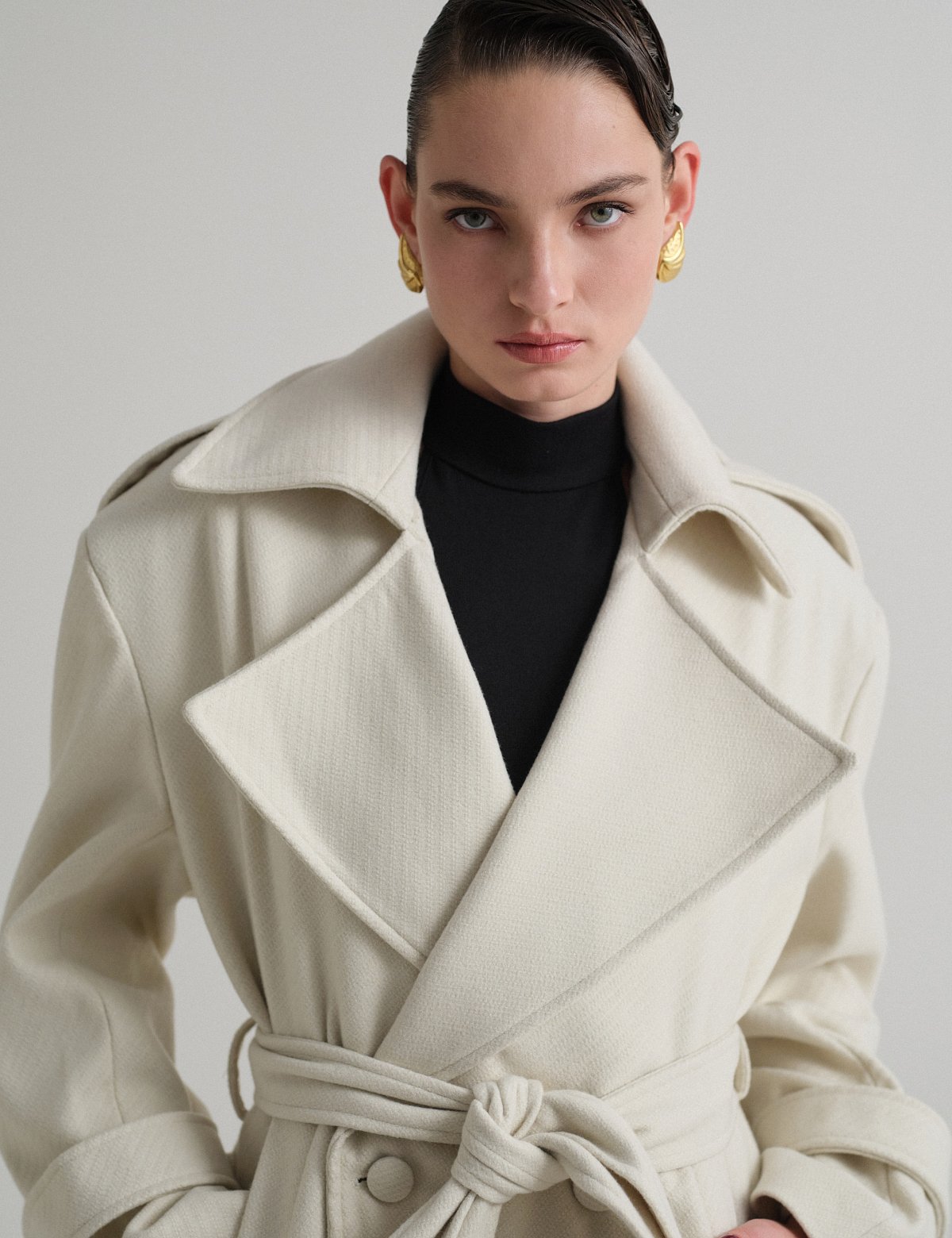 Κοντό παλτό με αποσπώμενη ζώνη-2