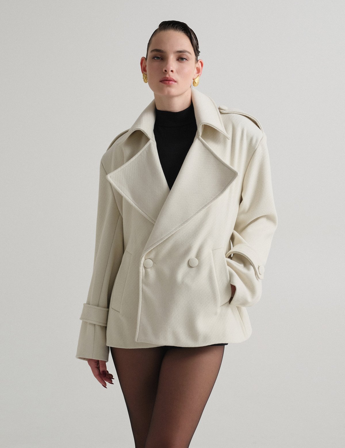 Κοντό παλτό με αποσπώμενη ζώνη-5