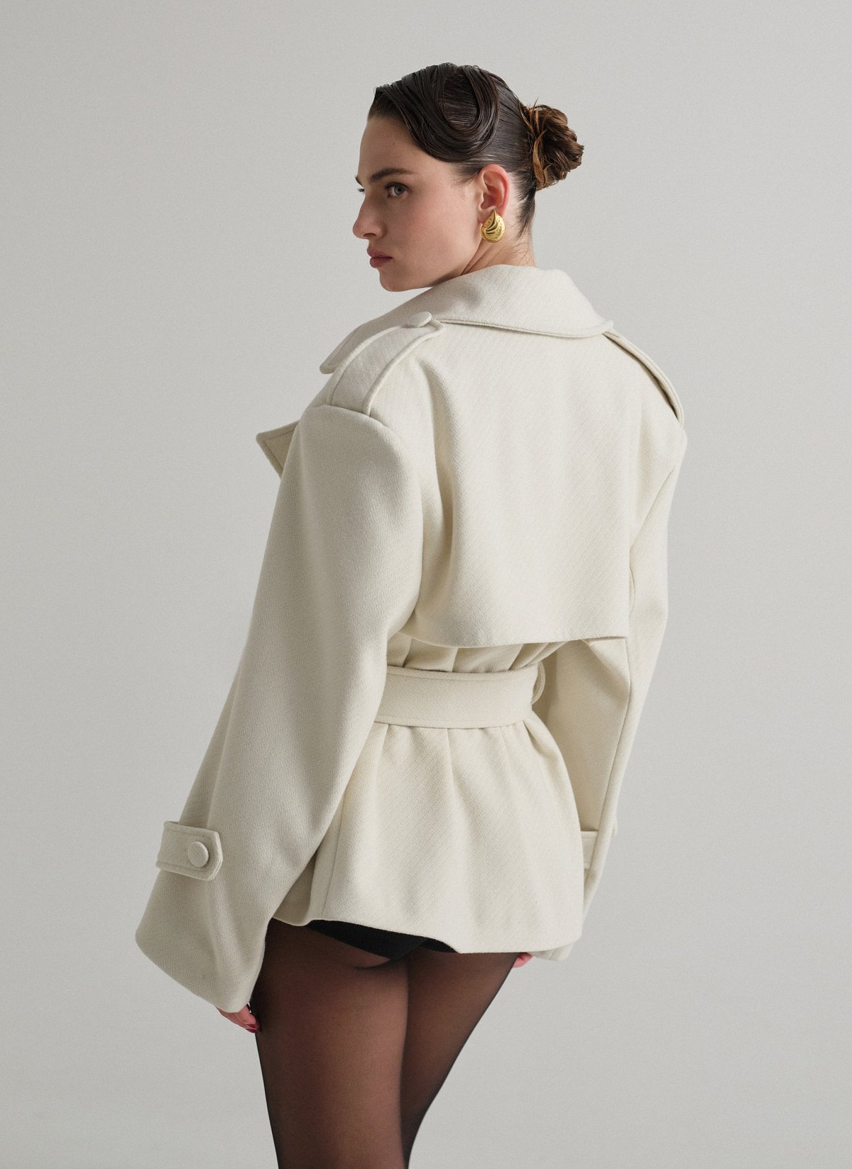 Κοντό παλτό με αποσπώμενη ζώνη-3