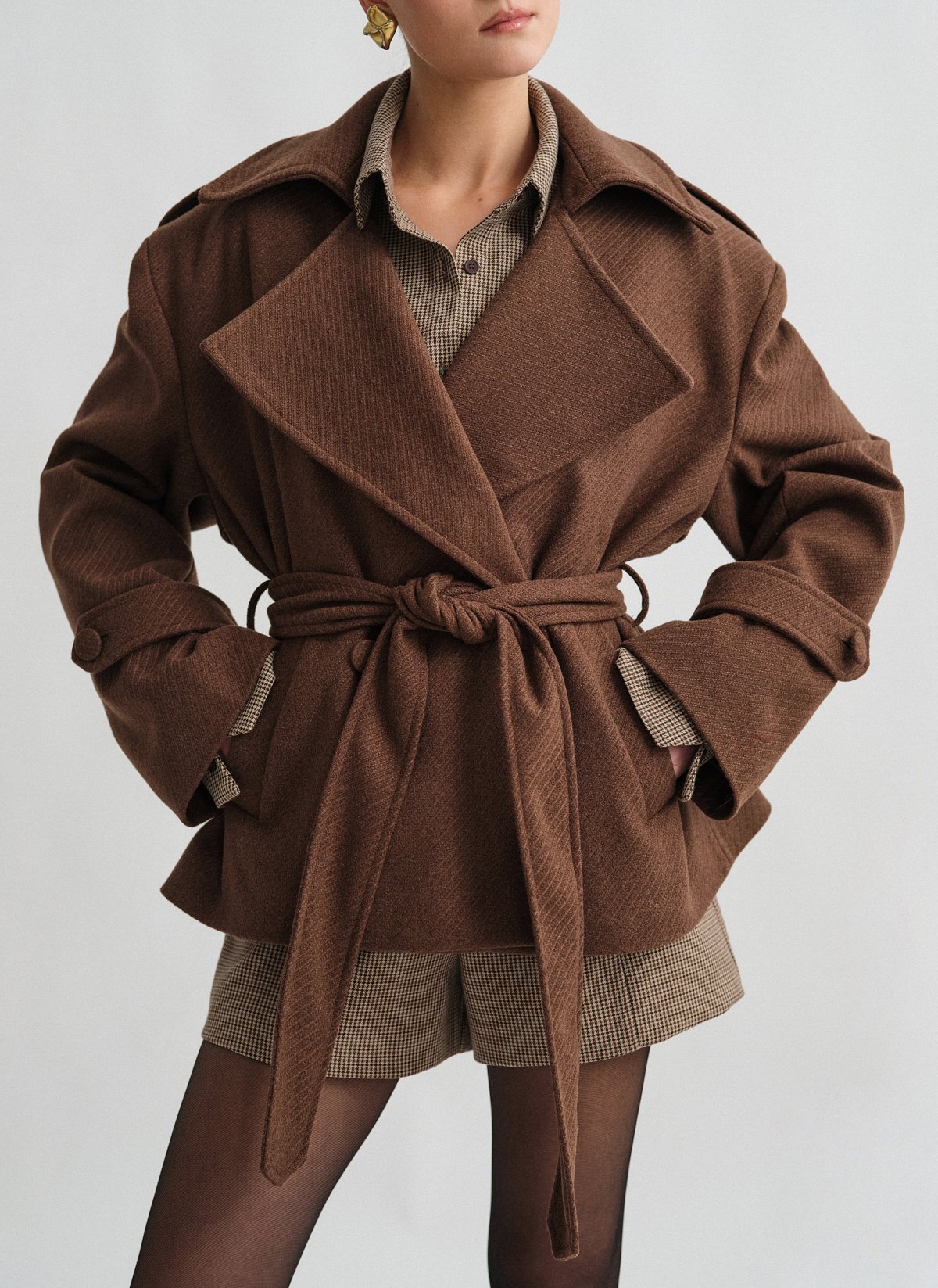 Κοντό παλτό με αποσπώμενη ζώνη-20