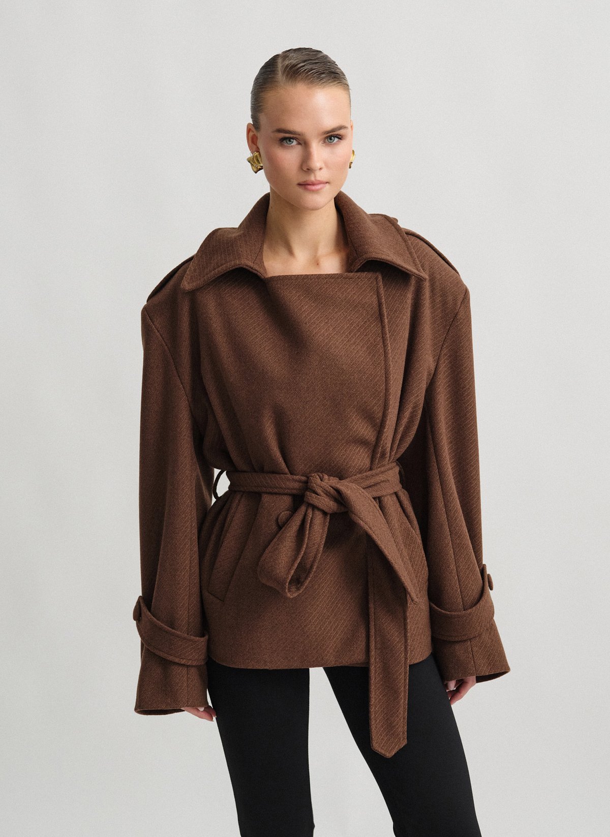 Κοντό παλτό με αποσπώμενη ζώνη-18