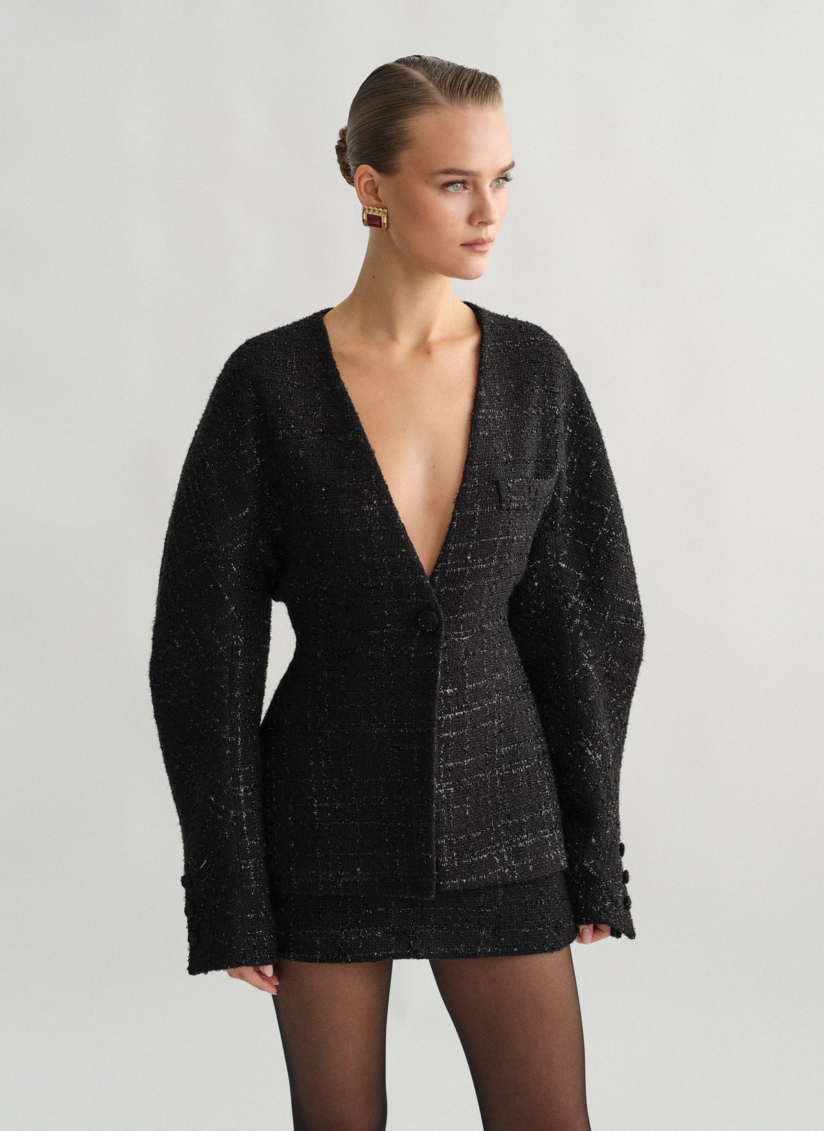 Μεσάτο μπλέιζερ με ύφανση-1