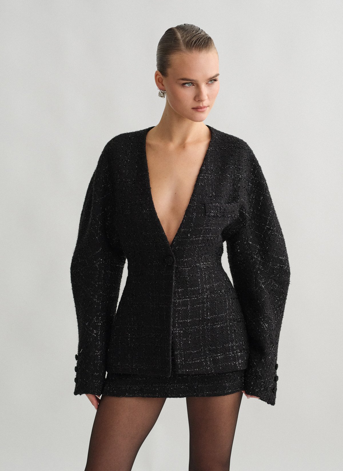 Μεσάτο μπλέιζερ με ύφανση-0