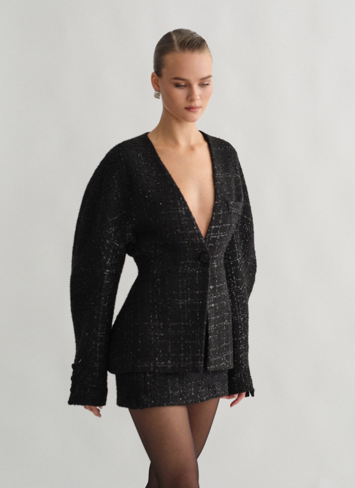 Μεσάτο μπλέιζερ με ύφανση-6