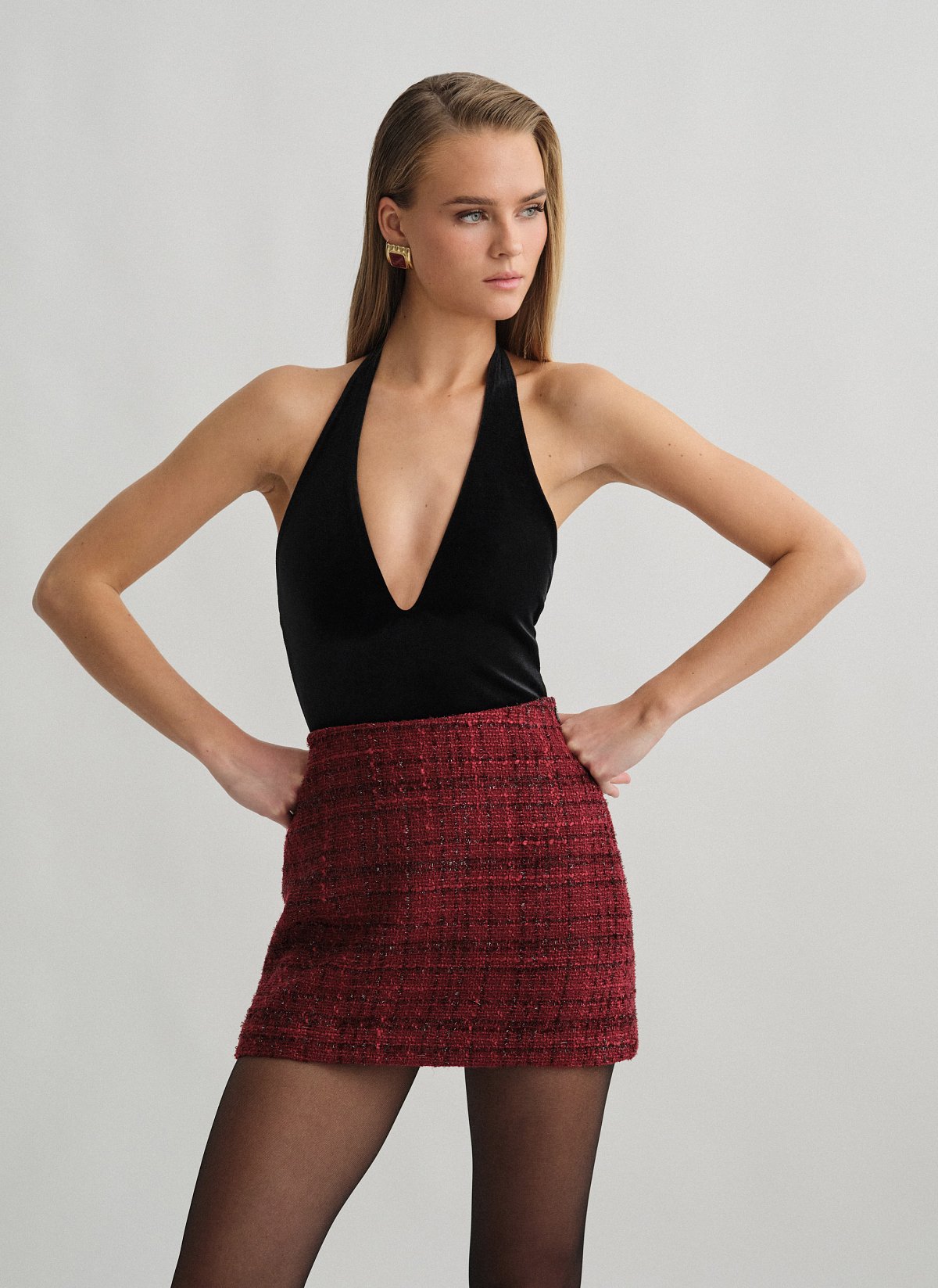 Textured mini skirt-3