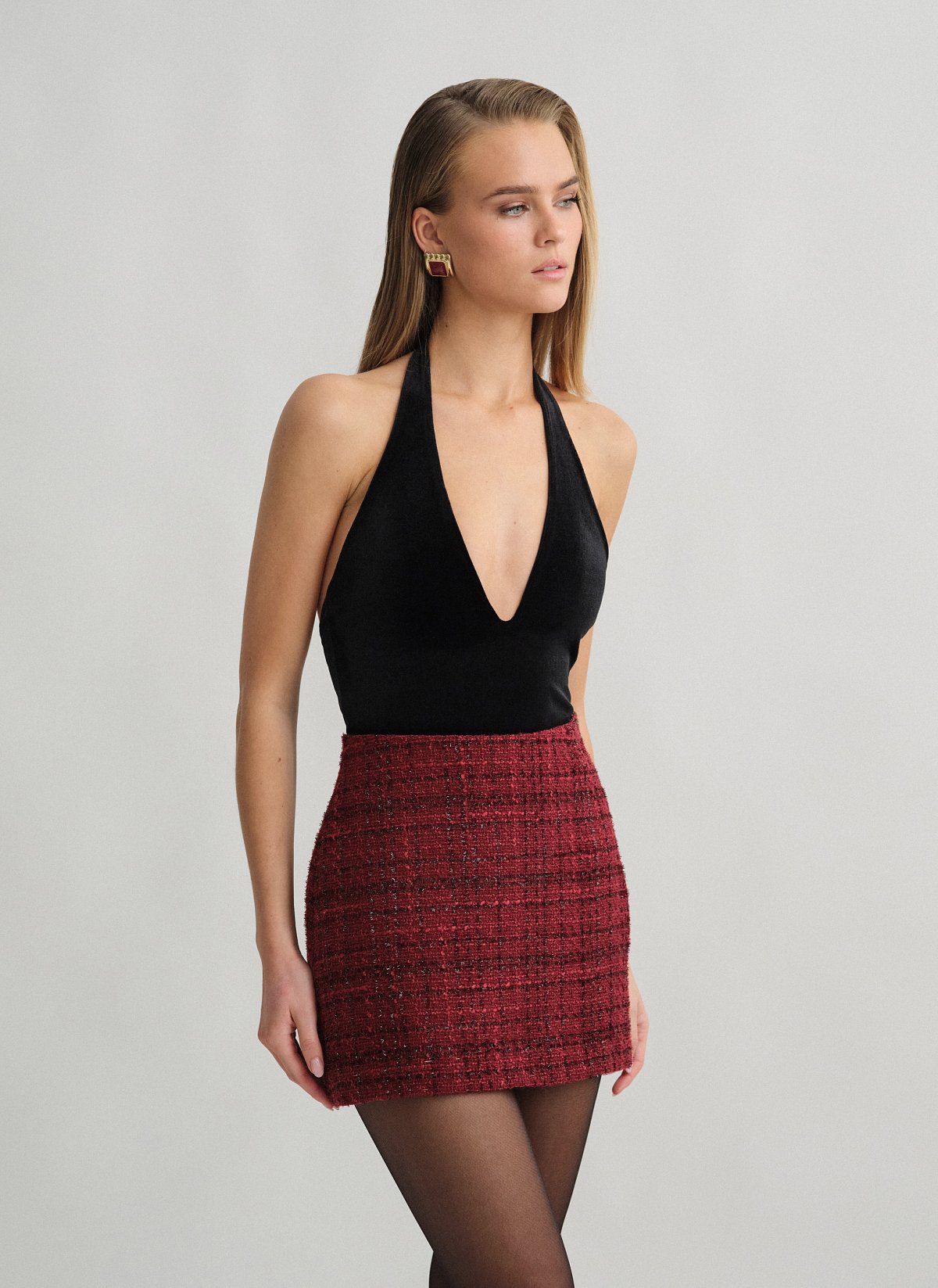 Textured mini skirt-1