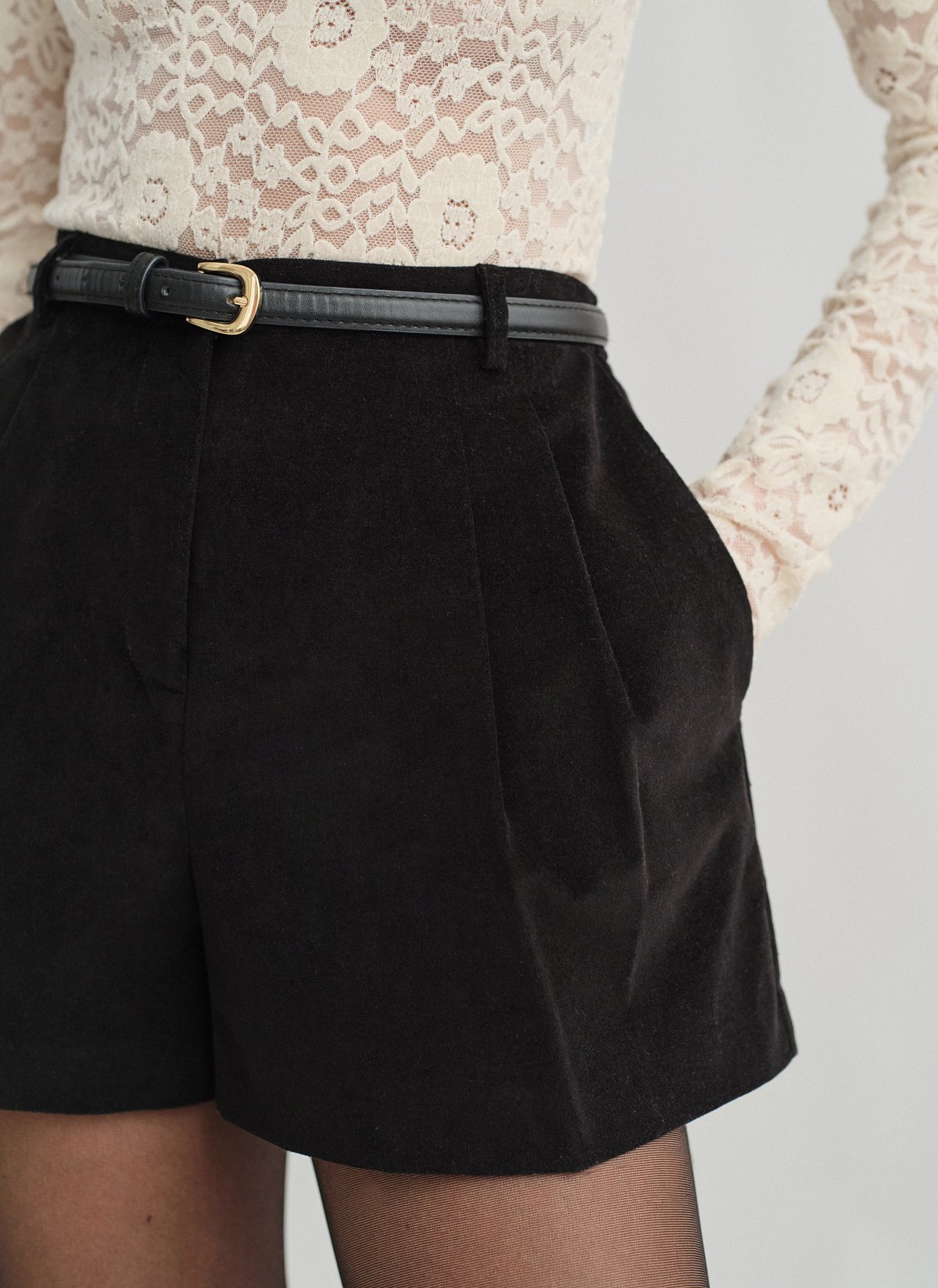 Ψηλόμεσο βελούδινο σορτς-4