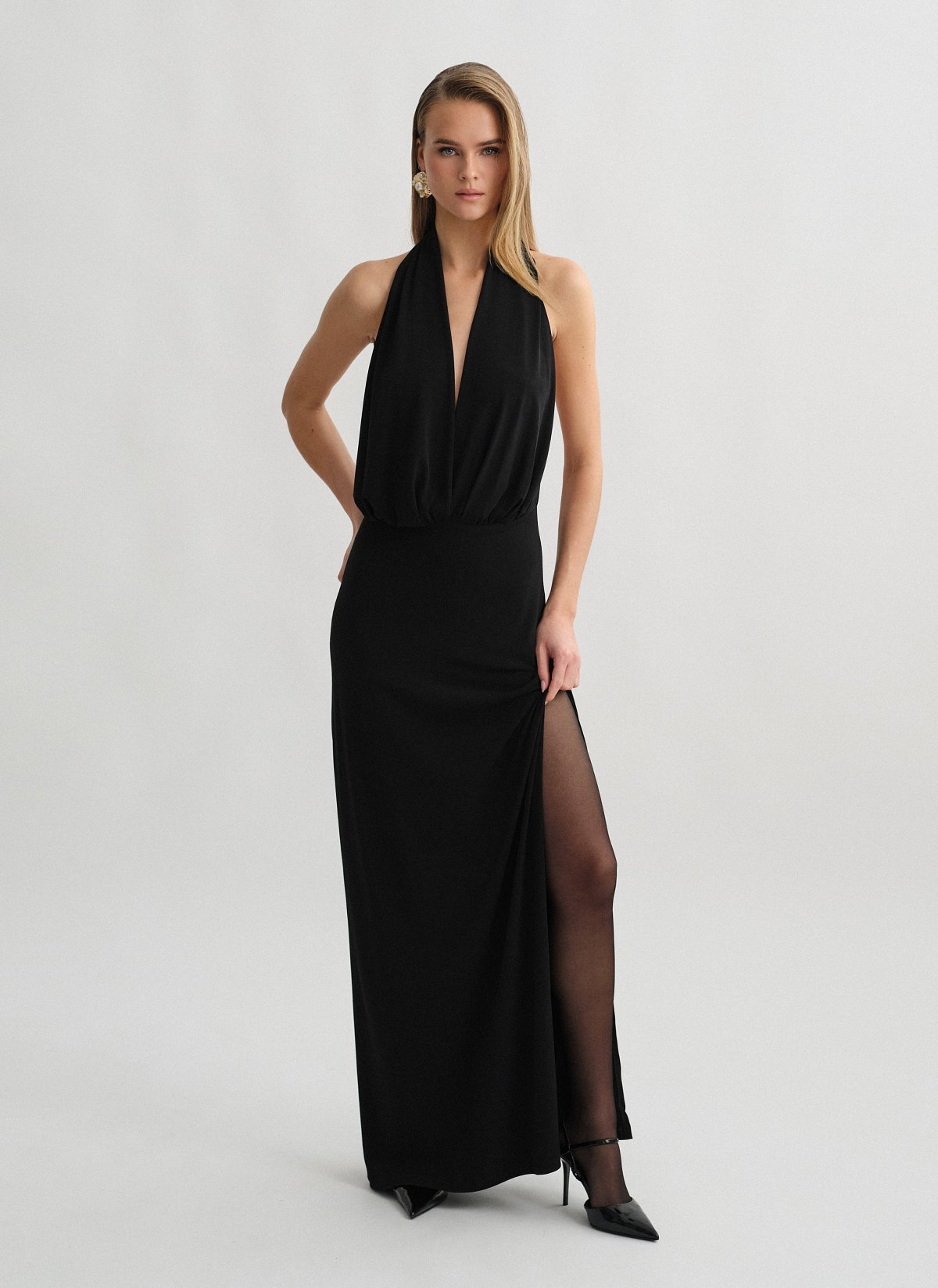 Halter maxi φόρεμα με σκίσιμο-4