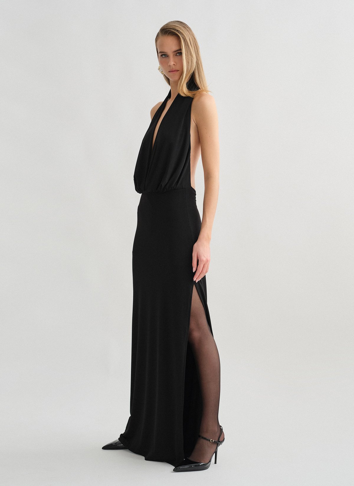 Halter maxi φόρεμα με σκίσιμο-1