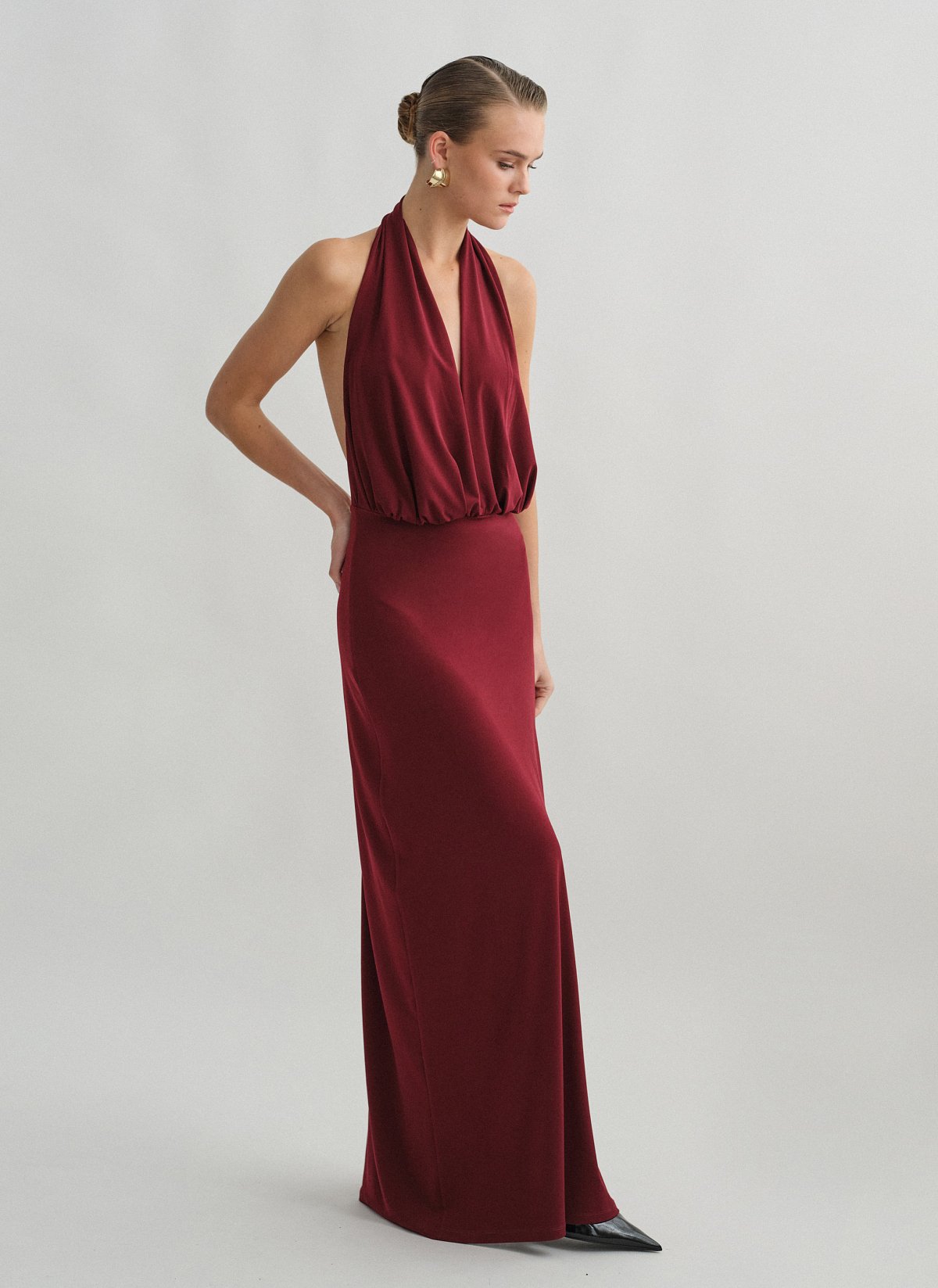 Halter maxi φόρεμα με σκίσιμο-9