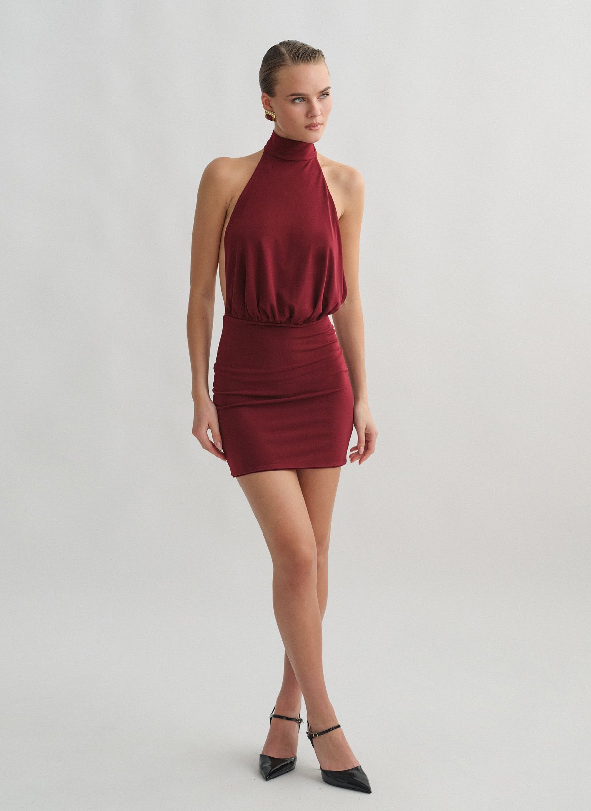 Openback halter mini dress-9