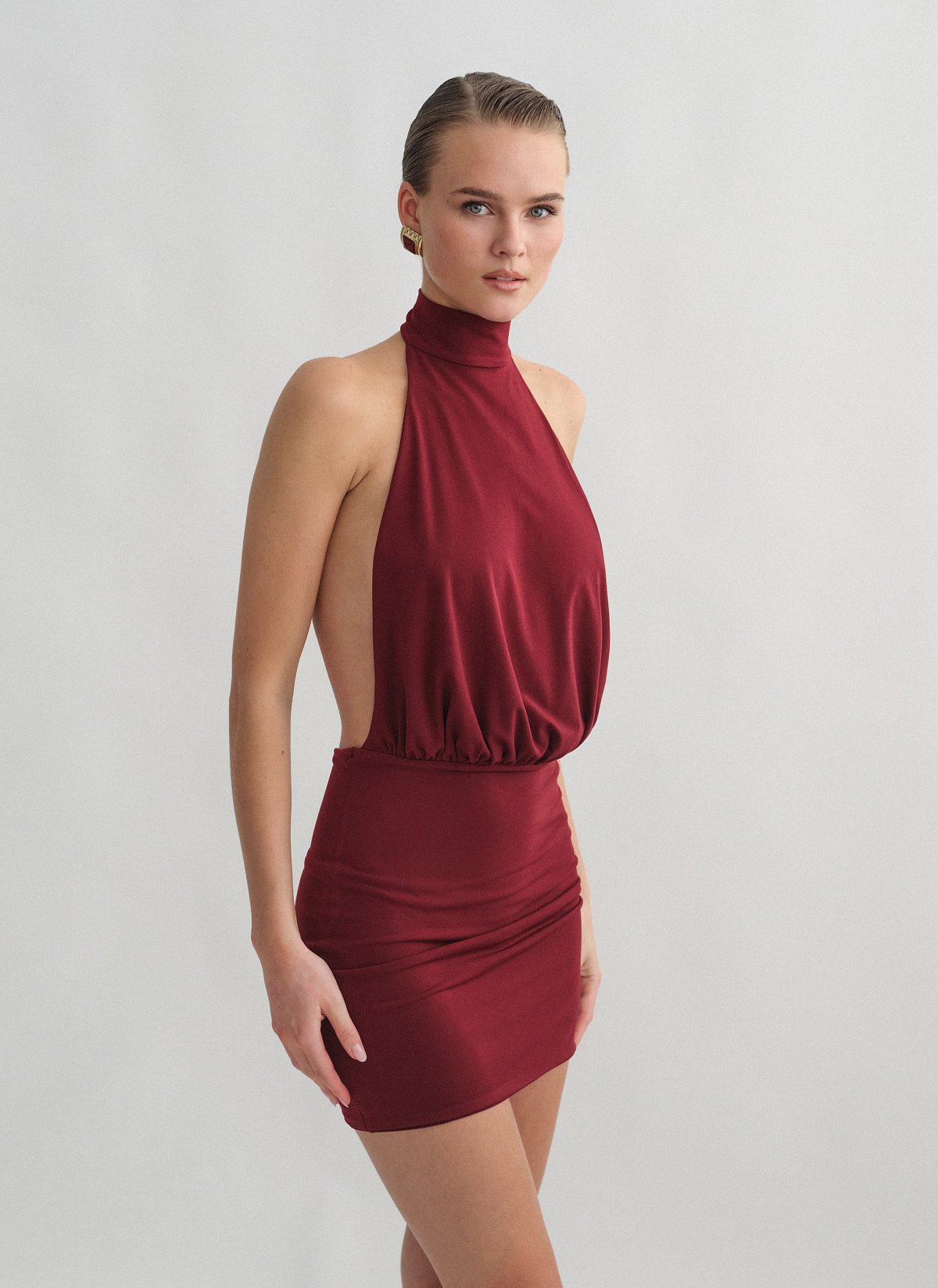 Openback halter mini dress-6
