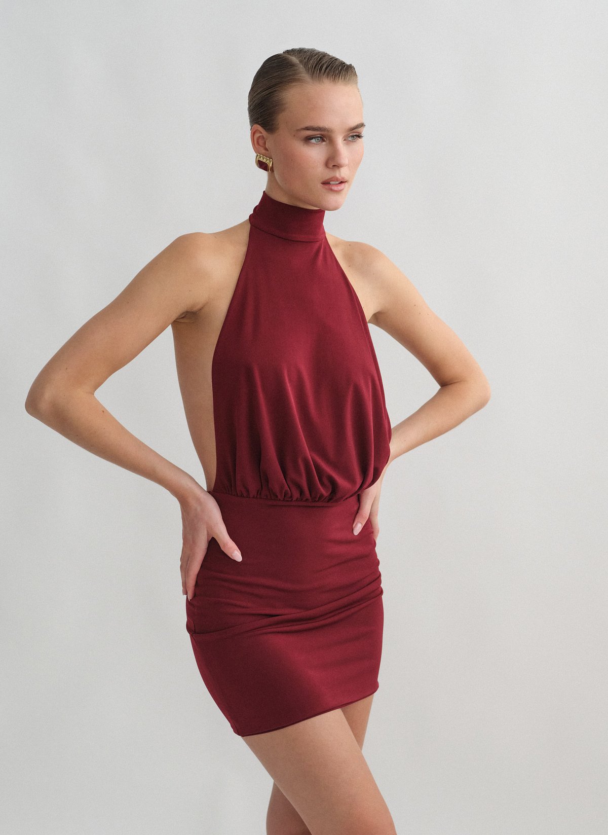 Openback halter mini dress-7