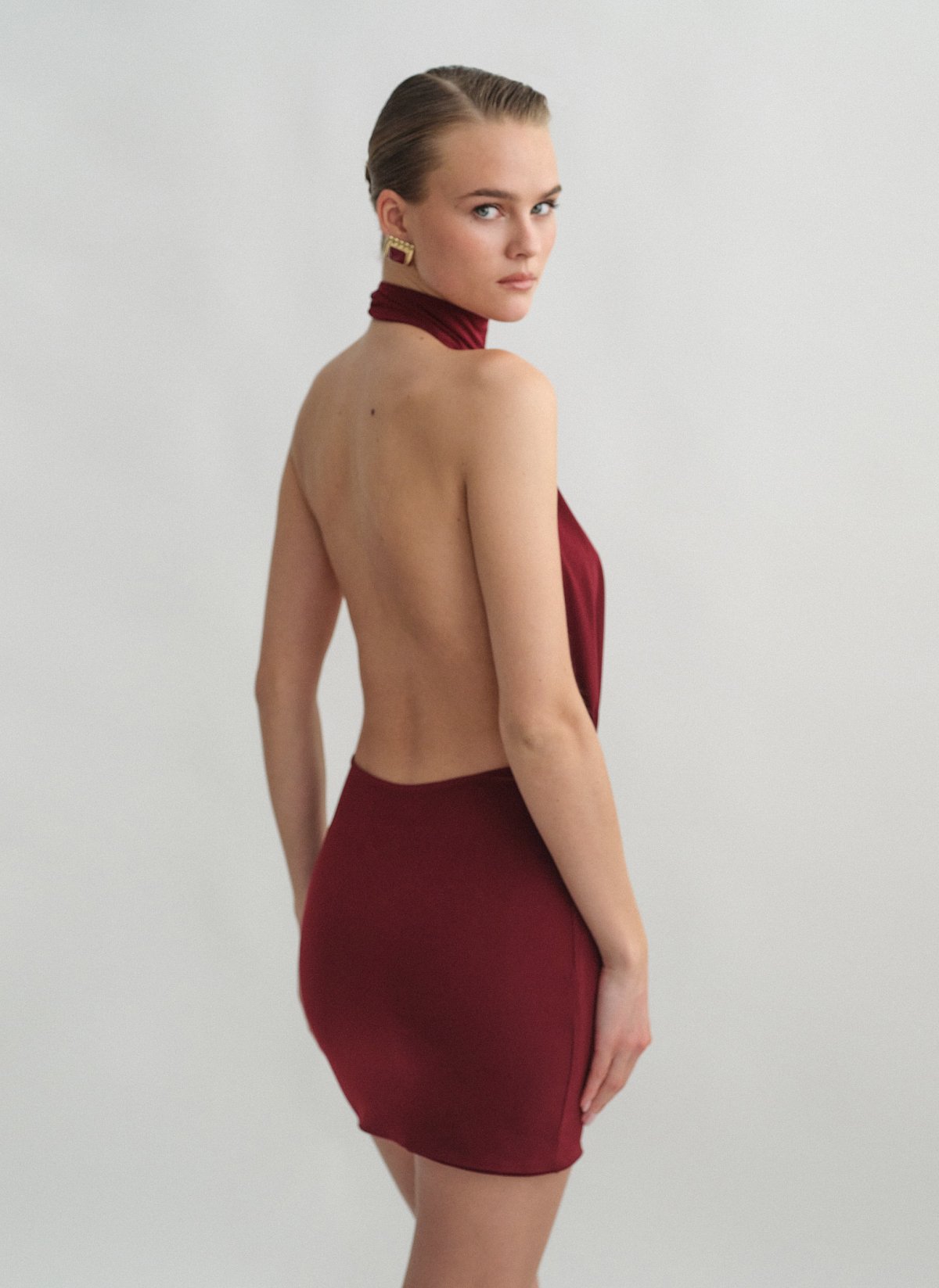 Openback halter mini dress-10