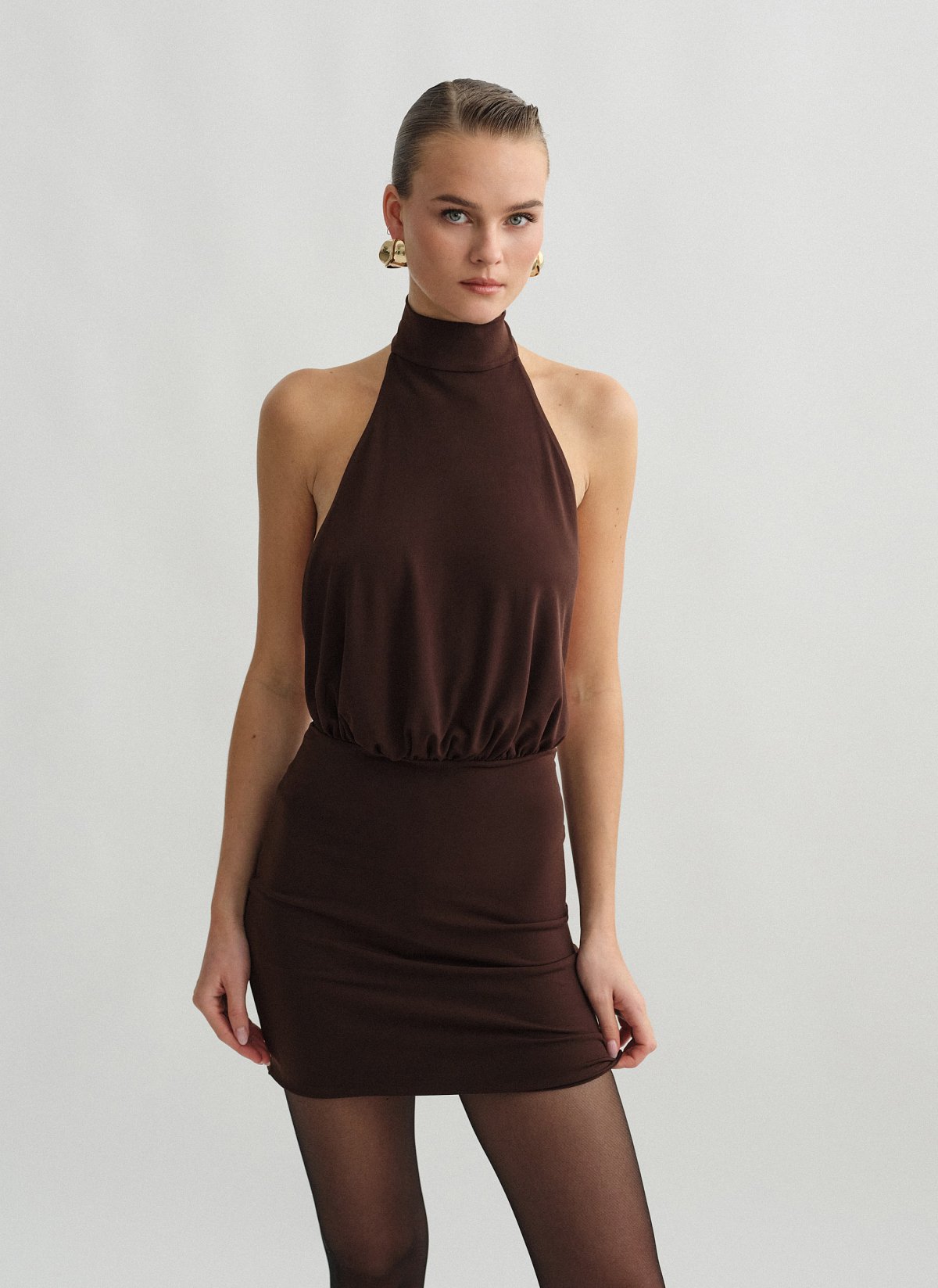 Openback halter mini dress-13