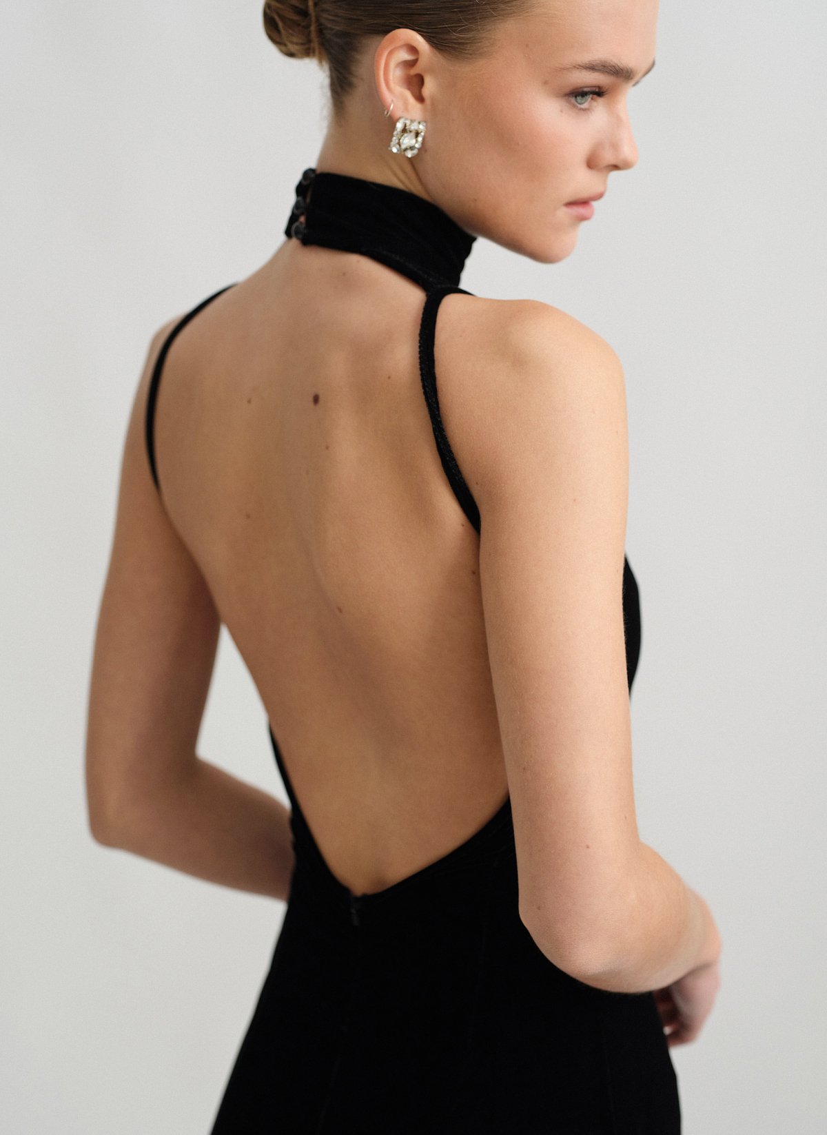 Velvet maxi openback dress-7