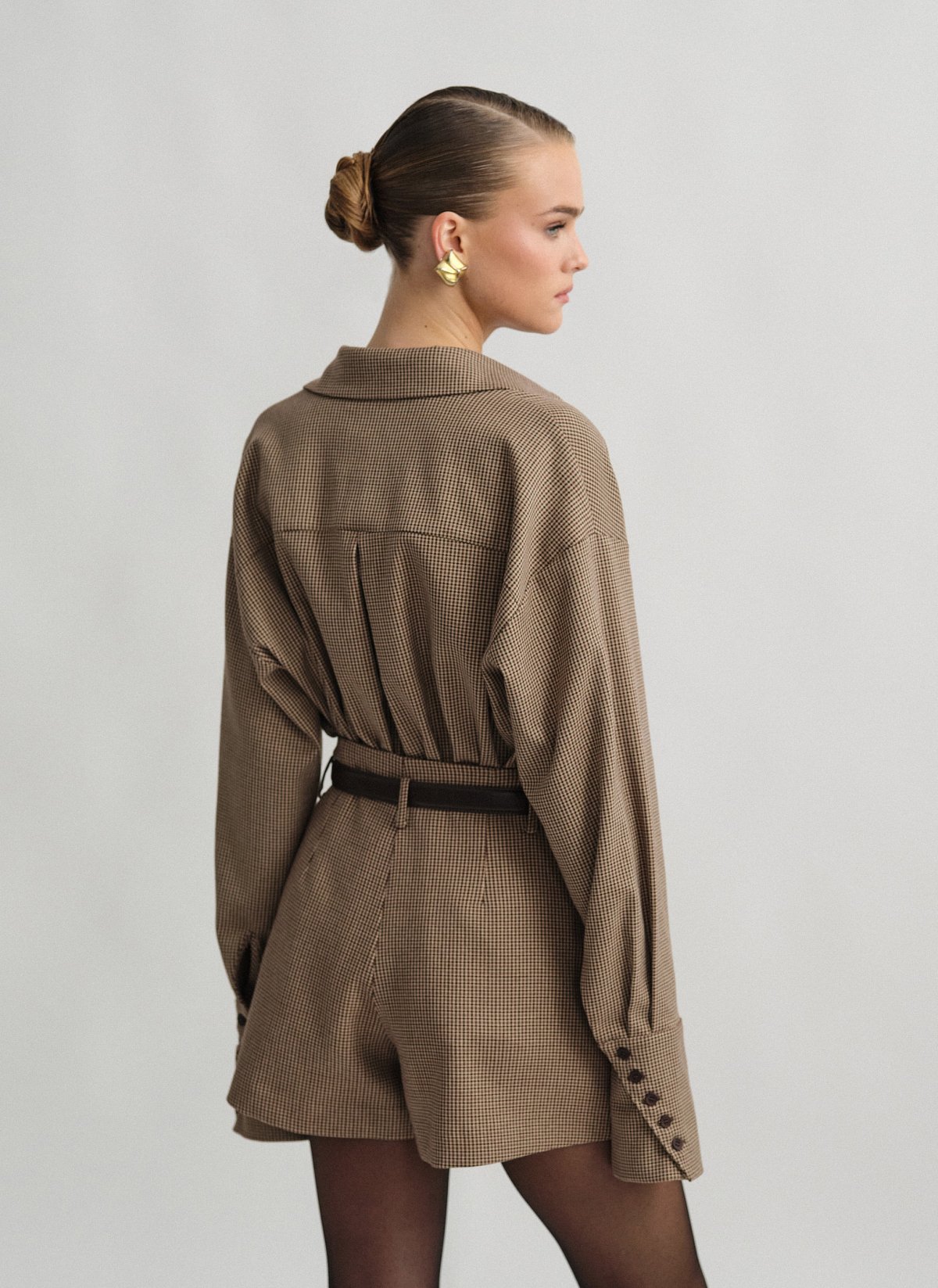 Oversized πουκάμισο με σχέδιο ύφανσης-9