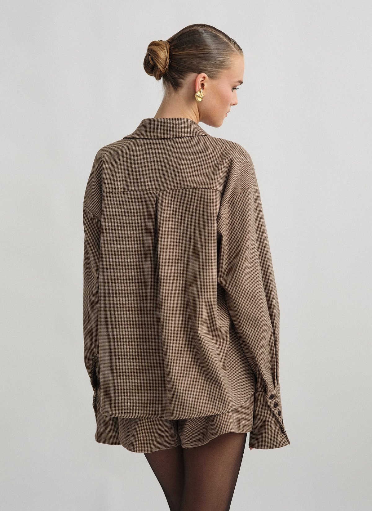 Oversized πουκάμισο με σχέδιο ύφανσης-8