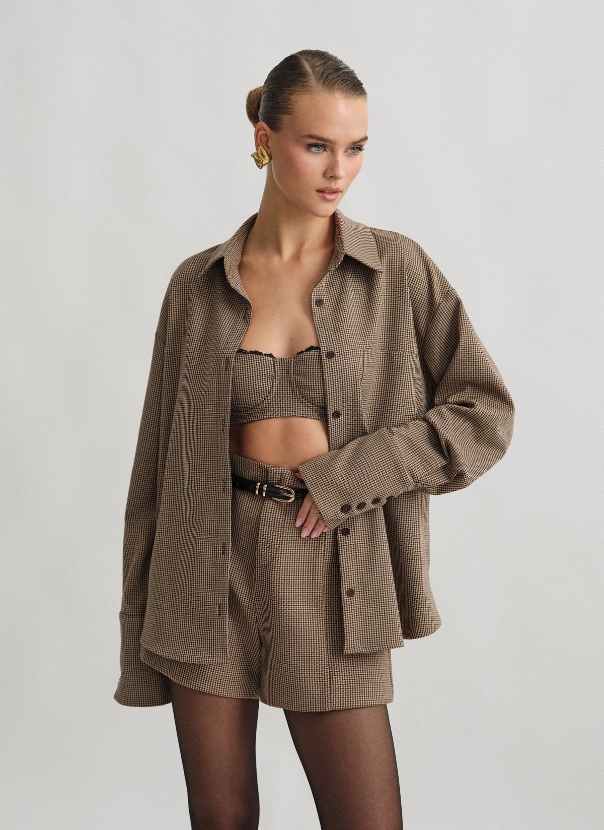 Ψηλόμεσο σορτς με σχέδιο ύφανσης-6