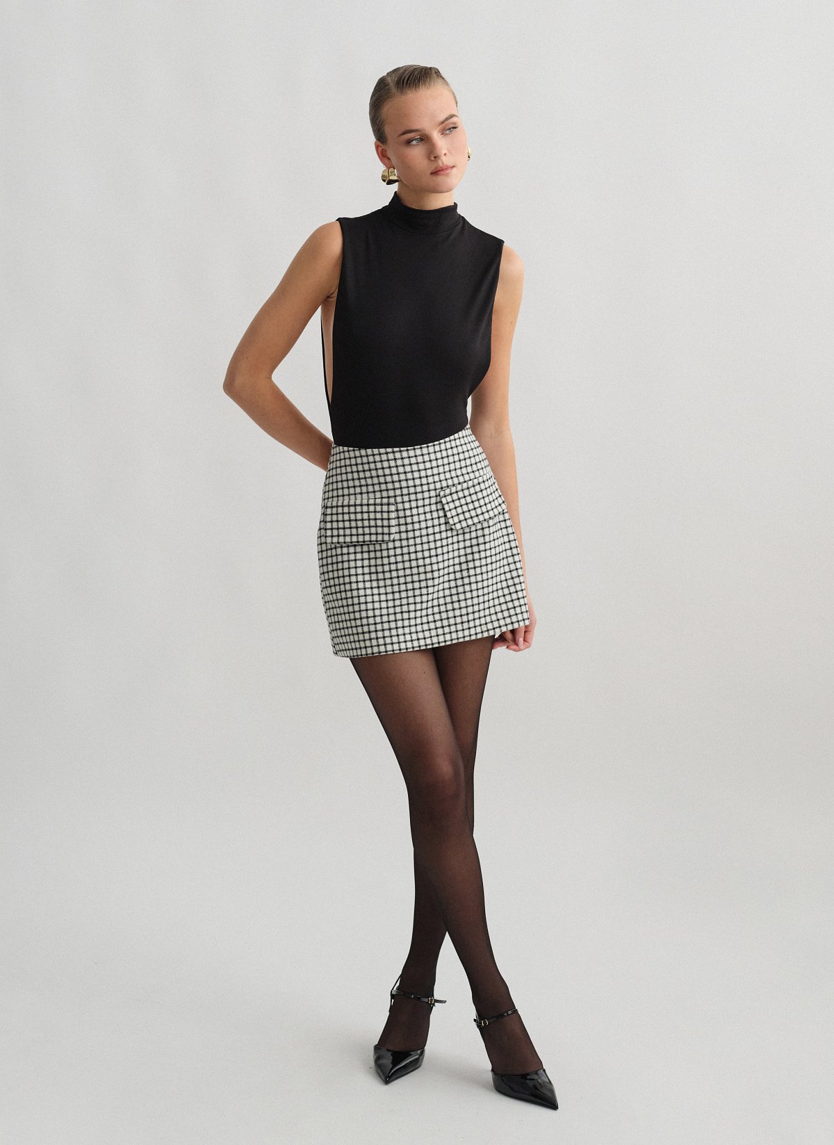 Γυναικεία ψηλόμεση καρό μίνι φούστα