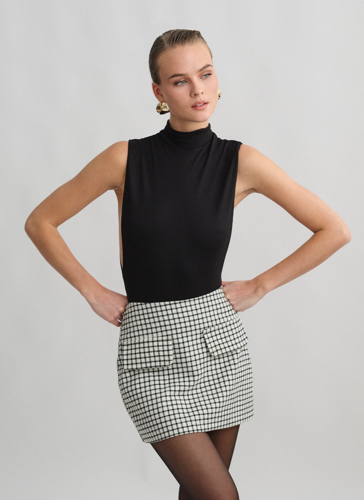 Γυναικεία ψηλόμεση καρό μίνι φούστα