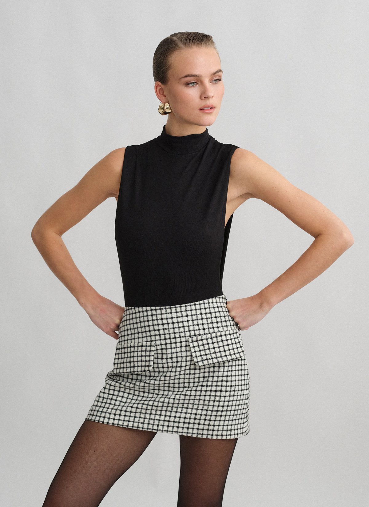 Γυναικεία ψηλόμεση καρό μίνι φούστα