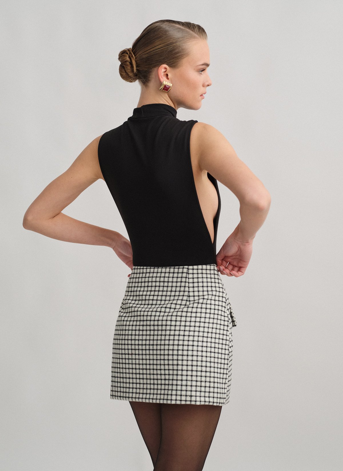 Γυναικεία ψηλόμεση καρό μίνι φούστα