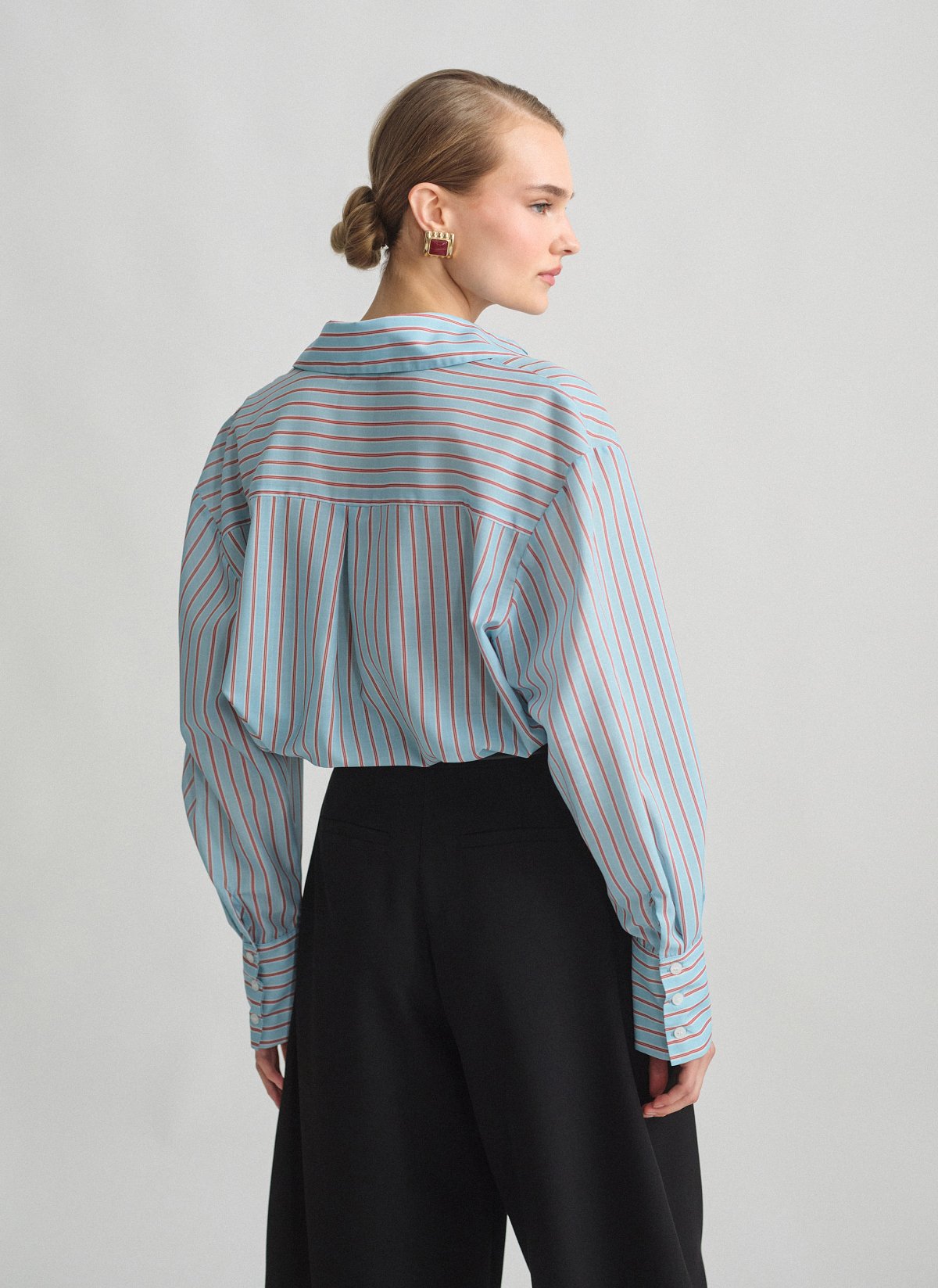 Γυναικείο oversized ριγέ ημιδιάφανο πουκάμισο